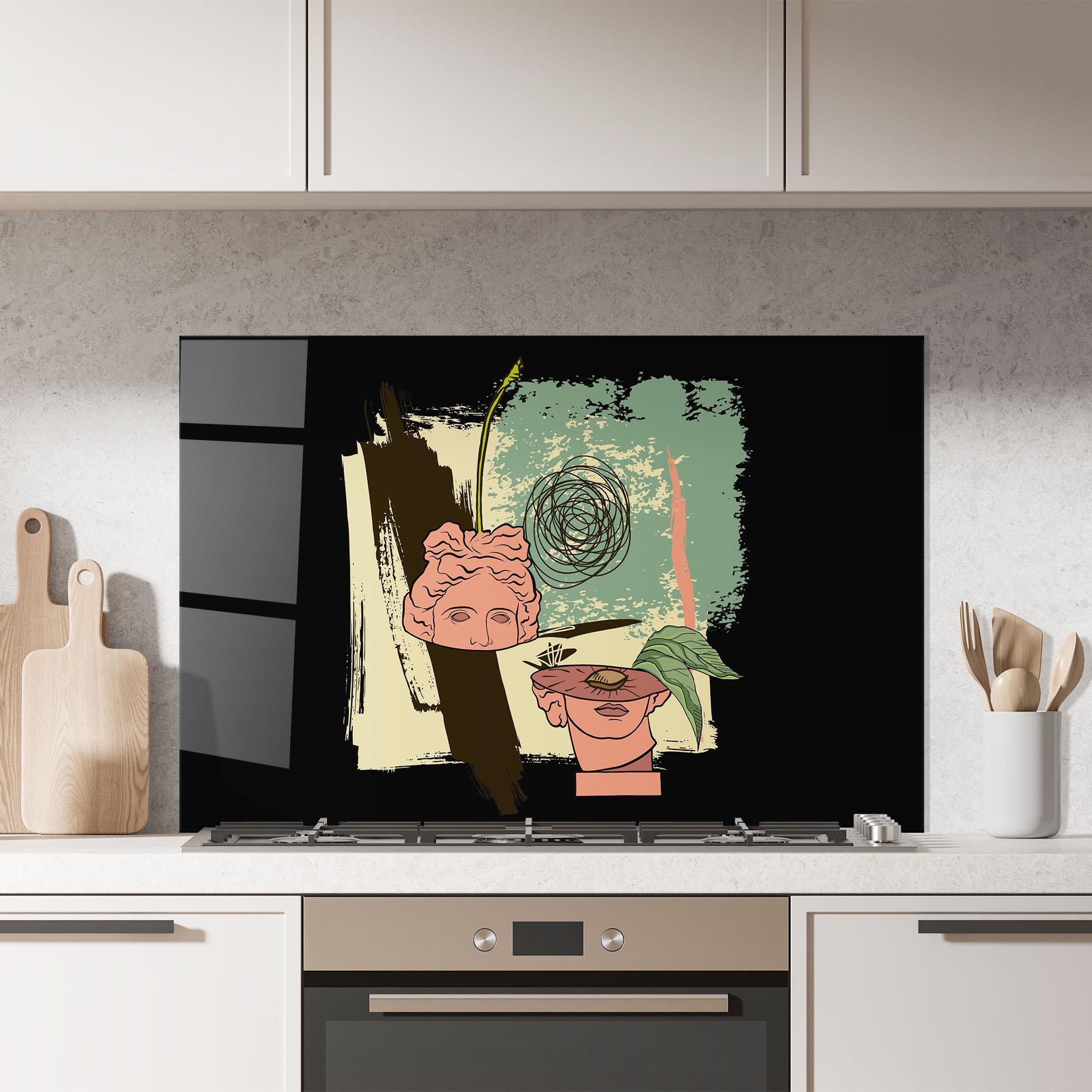 Küchenrückwand Glas Statue Fruit mockup 7