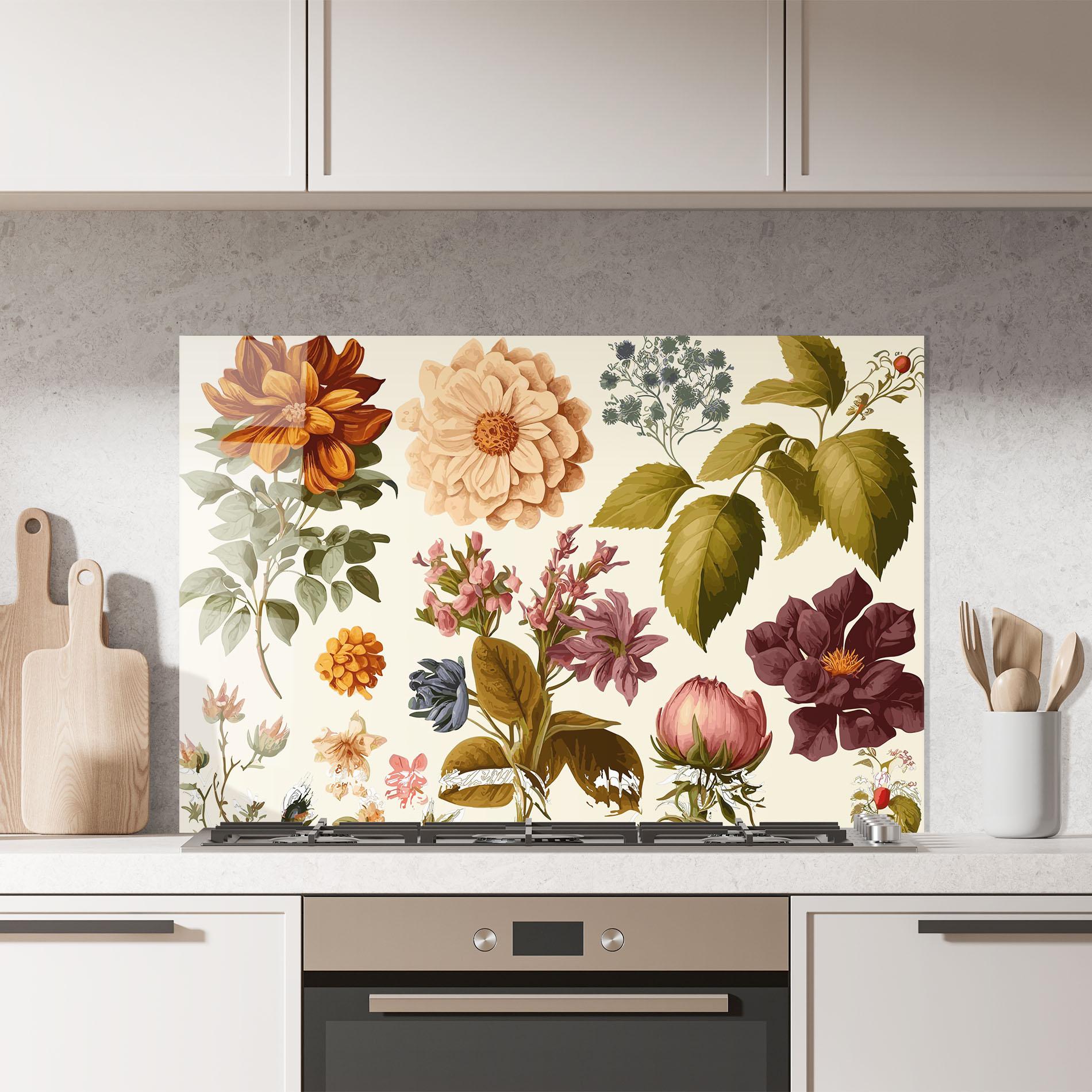 Küchenrückwand Glas Vintage Plant Collage mockup 7