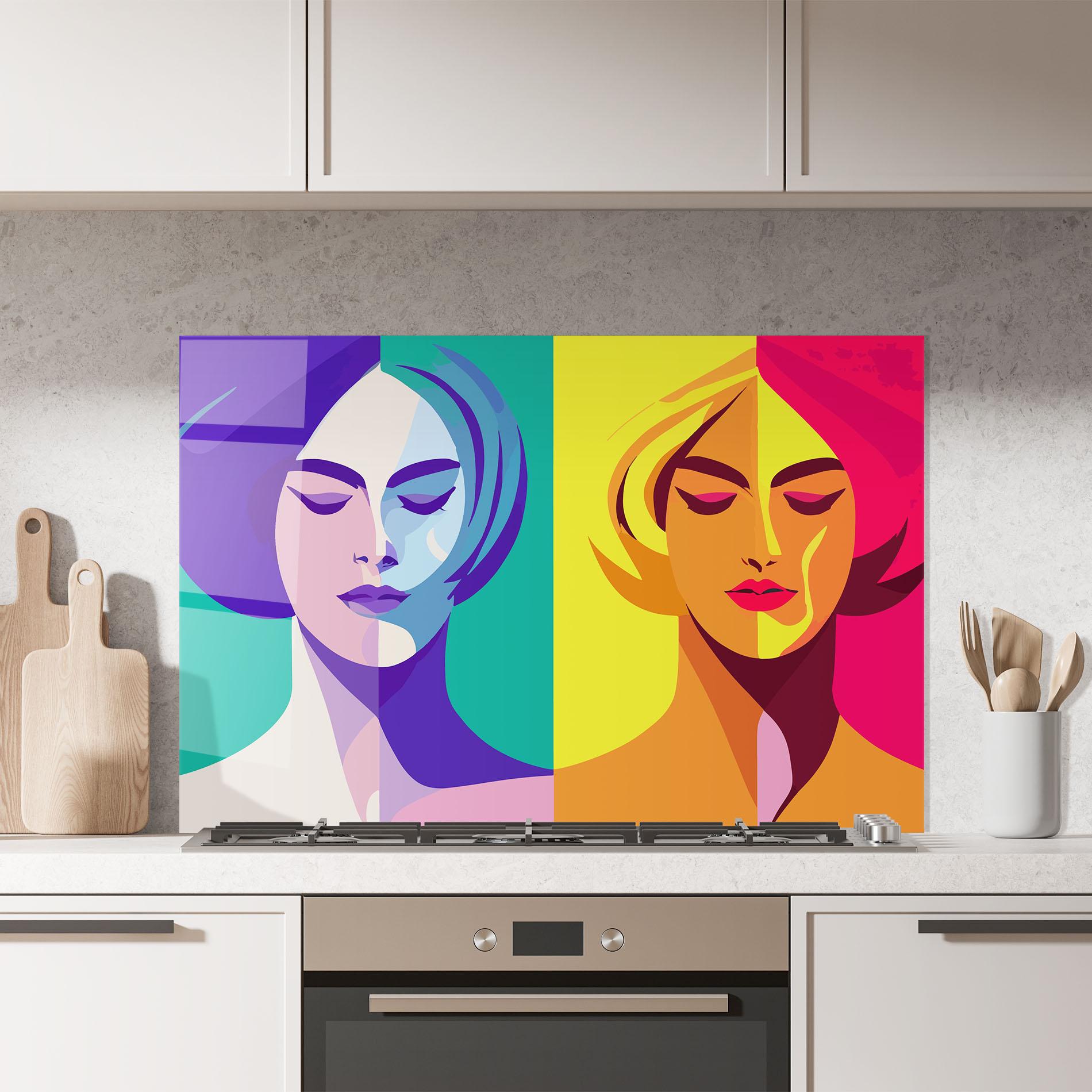 Küchenrückwand Glas Winter Summer Girl mockup 7