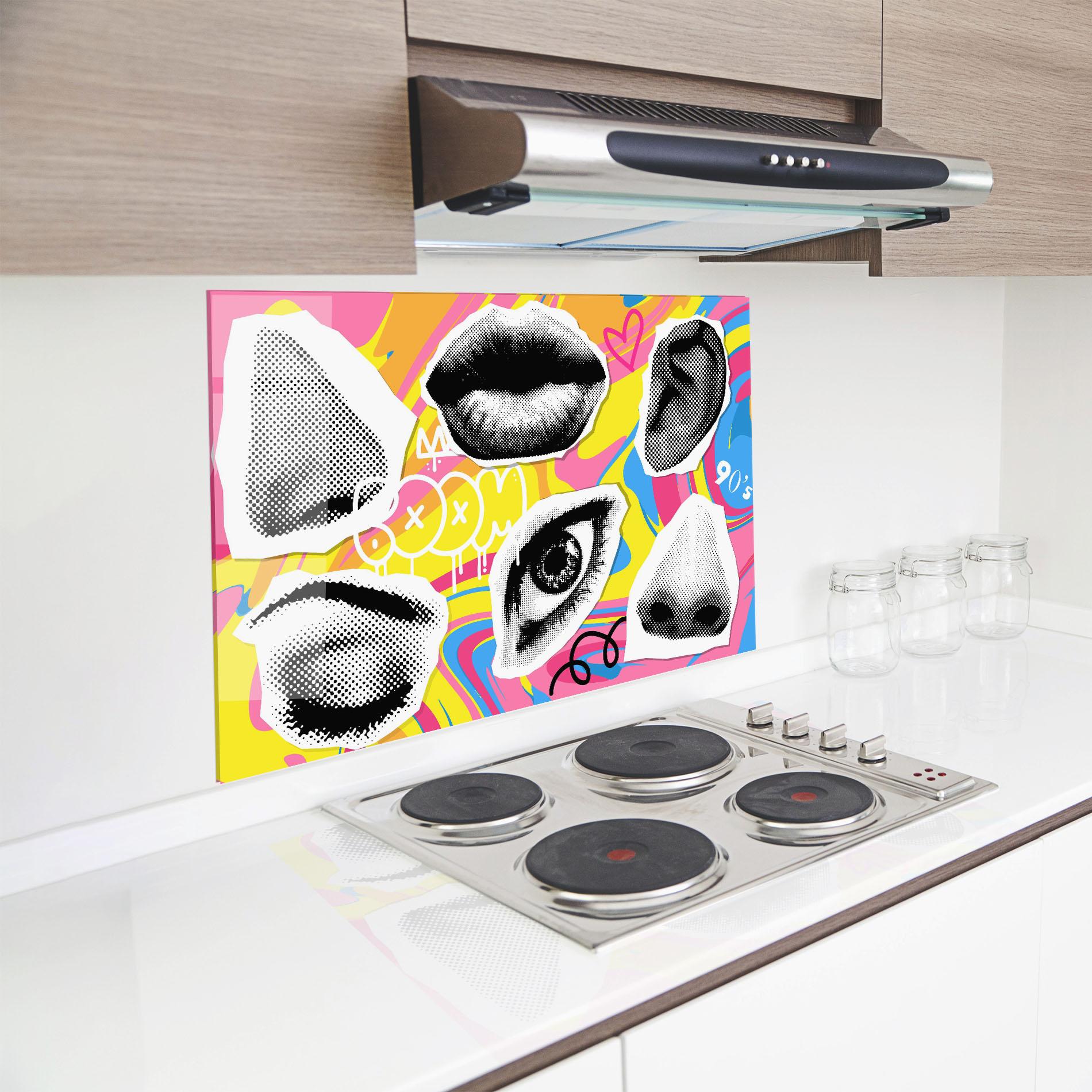 Küchenrückwand Glas Boom 90s mockup 8