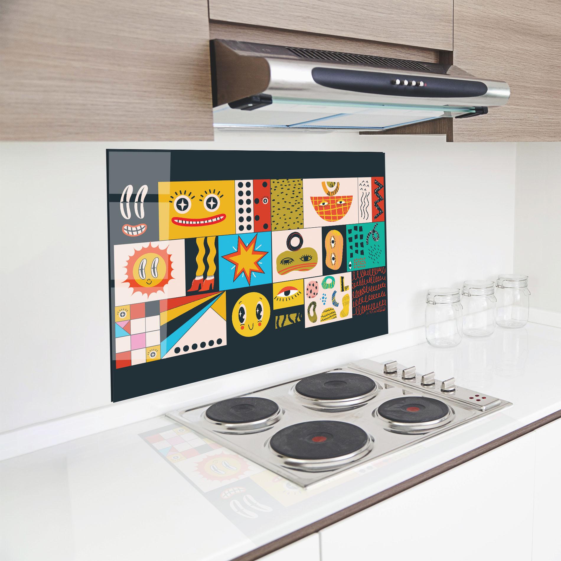 Küchenrückwand Glas Cool Eye Shape mockup 8