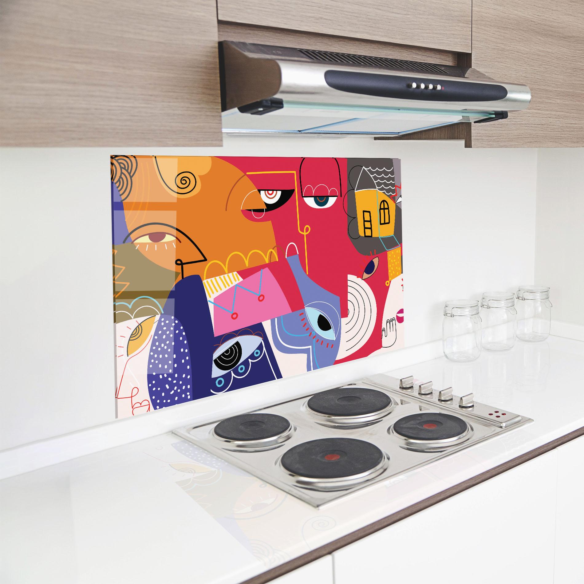 Küchenrückwand Glas Line Eye Family mockup 8