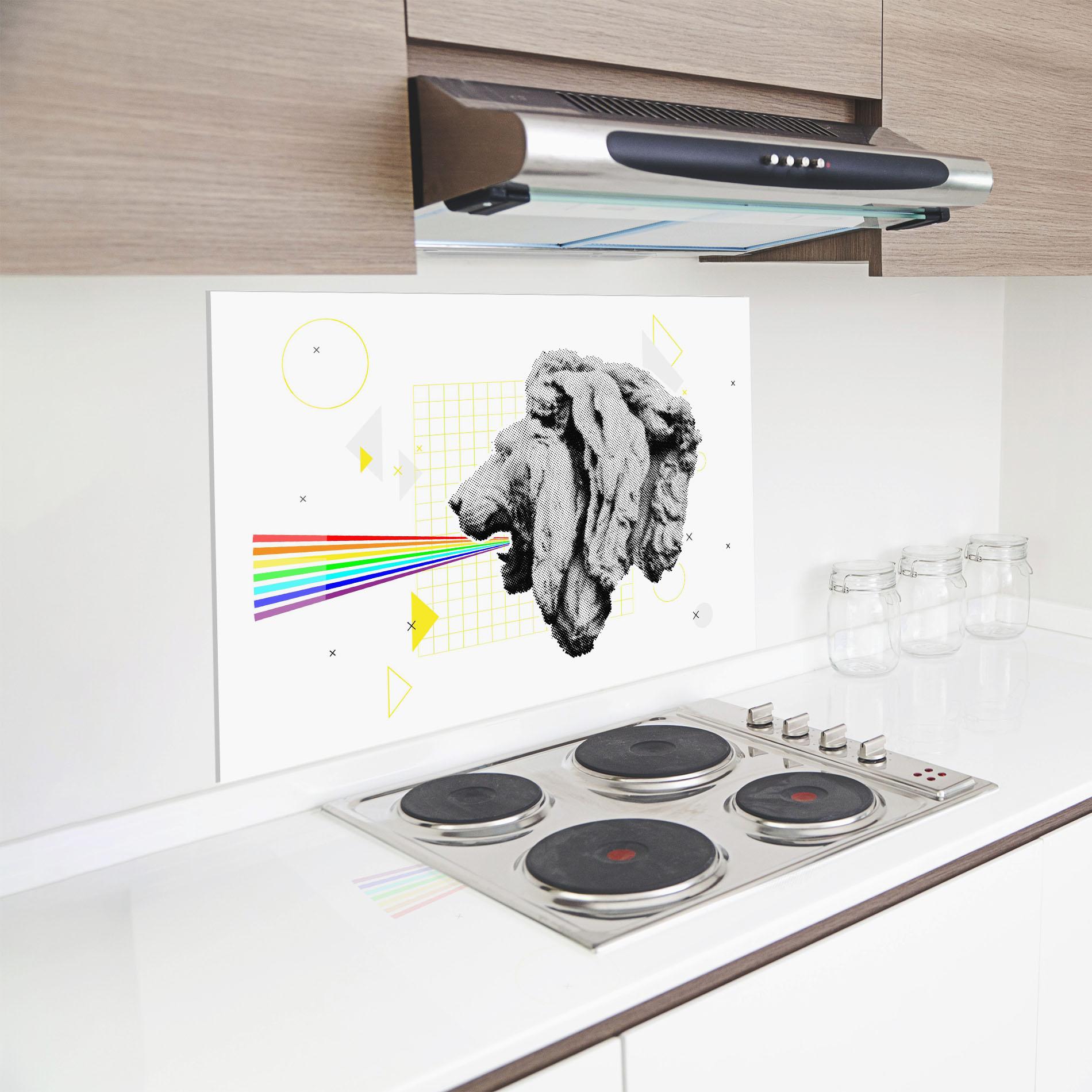 Küchenrückwand Glas Lion Collage mockup 8