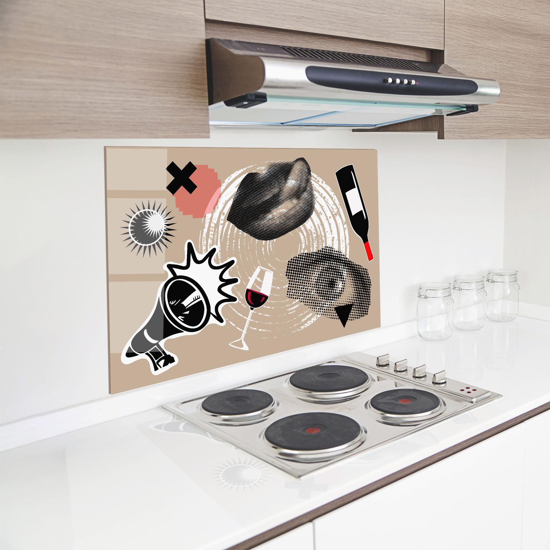 Küchenrückwand Glas Lips Mouth Collage mockup 8