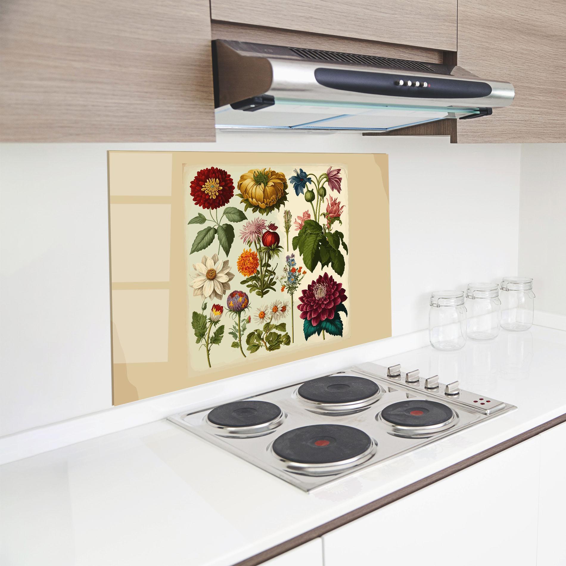 Küchenrückwand Glas Vintage Botanical mockup 8