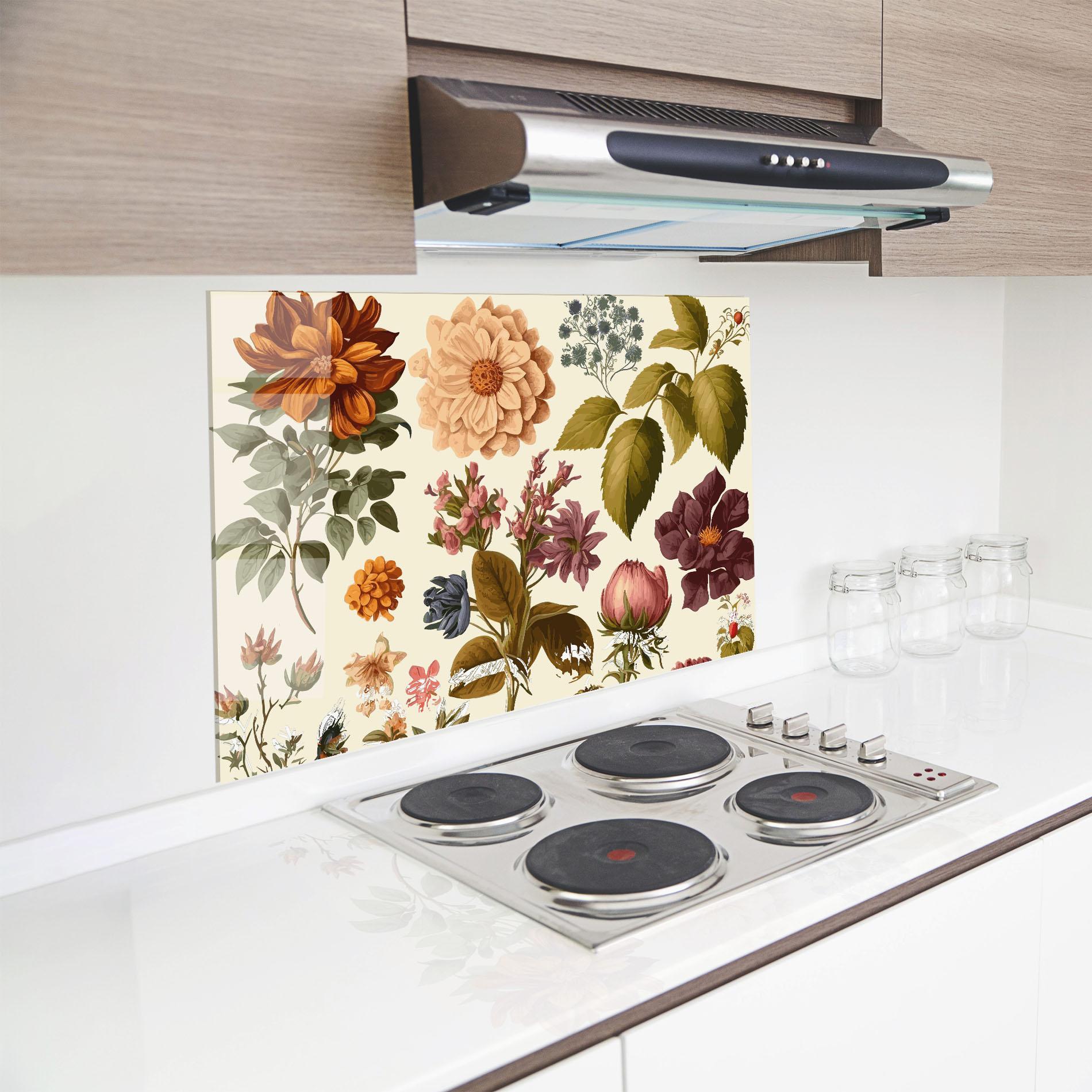 Küchenrückwand Glas Vintage Plant Collage mockup 8