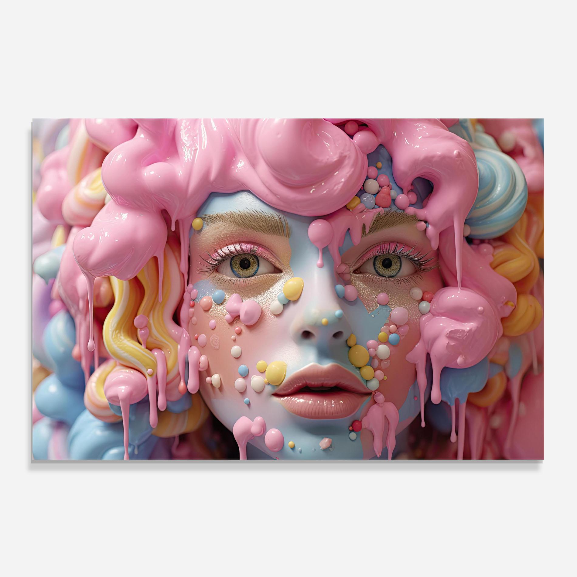 Küchenrückwand Glas Candy Face Girl mockup 0
