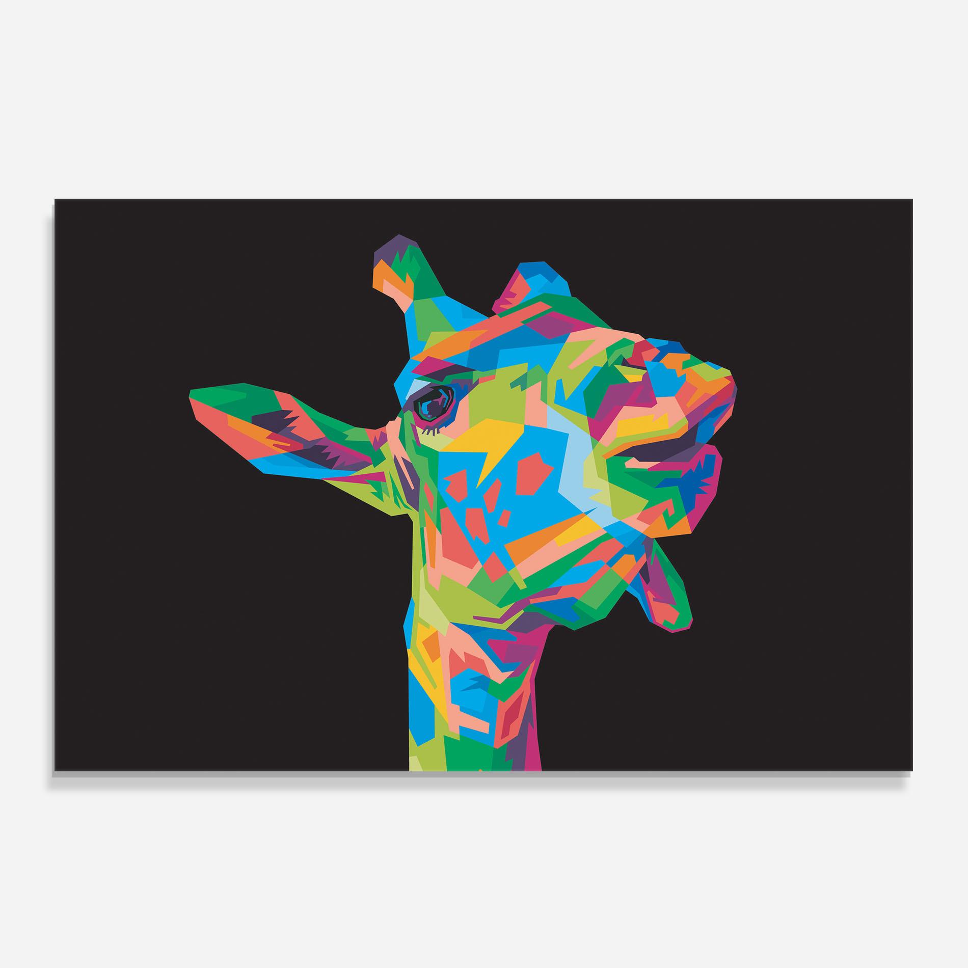 Küchenrückwand Glas Colorful Art Giraffe mockup 0