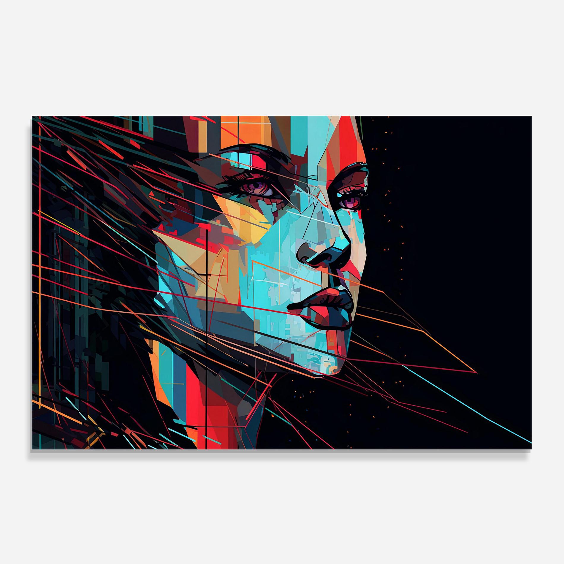Küchenrückwand Glas Colorful Glitchy Woman mockup 0