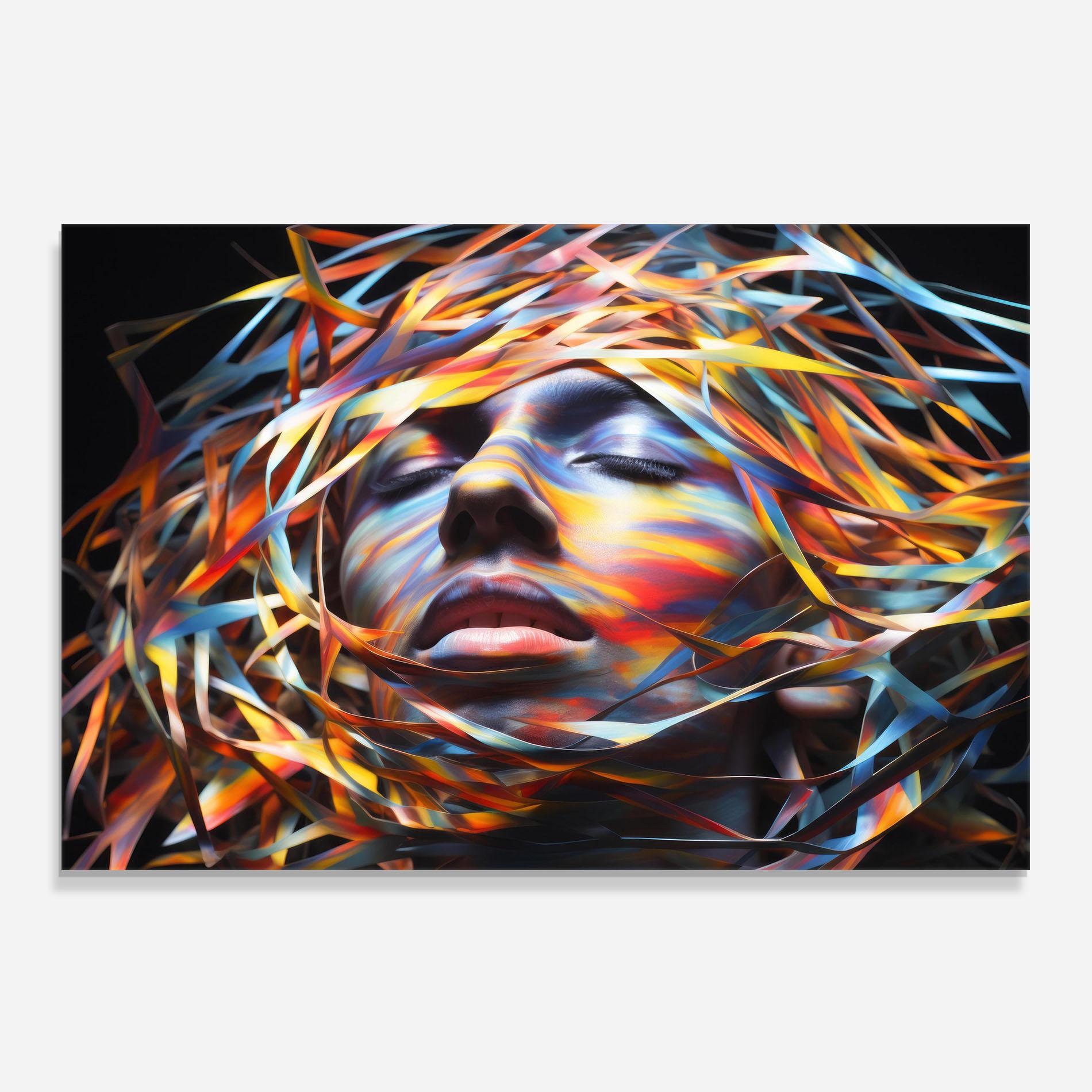 Küchenrückwand Glas Colorful Ribbons Hair mockup 0