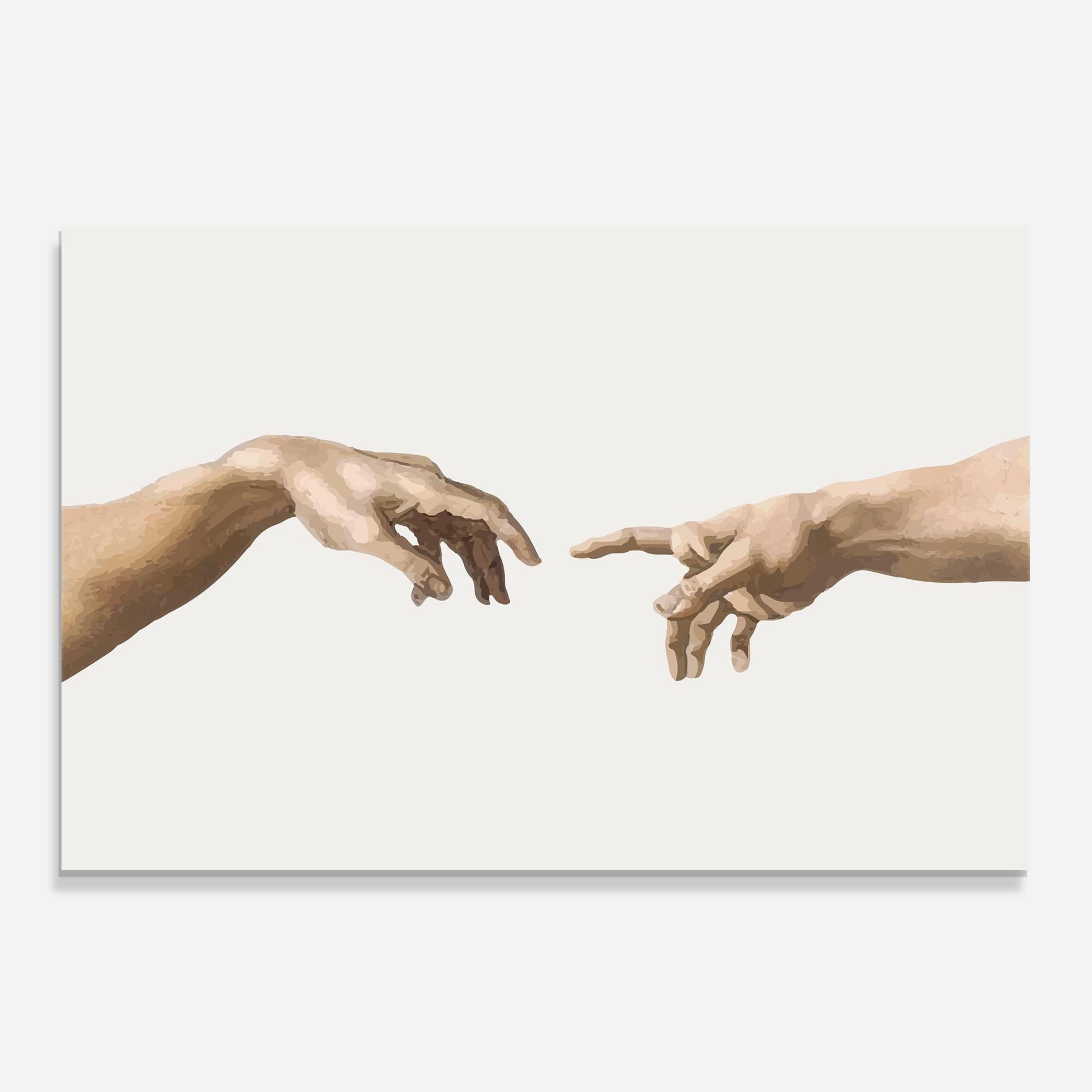 Küchenrückwand Glas Cream Hands Art mockup 0