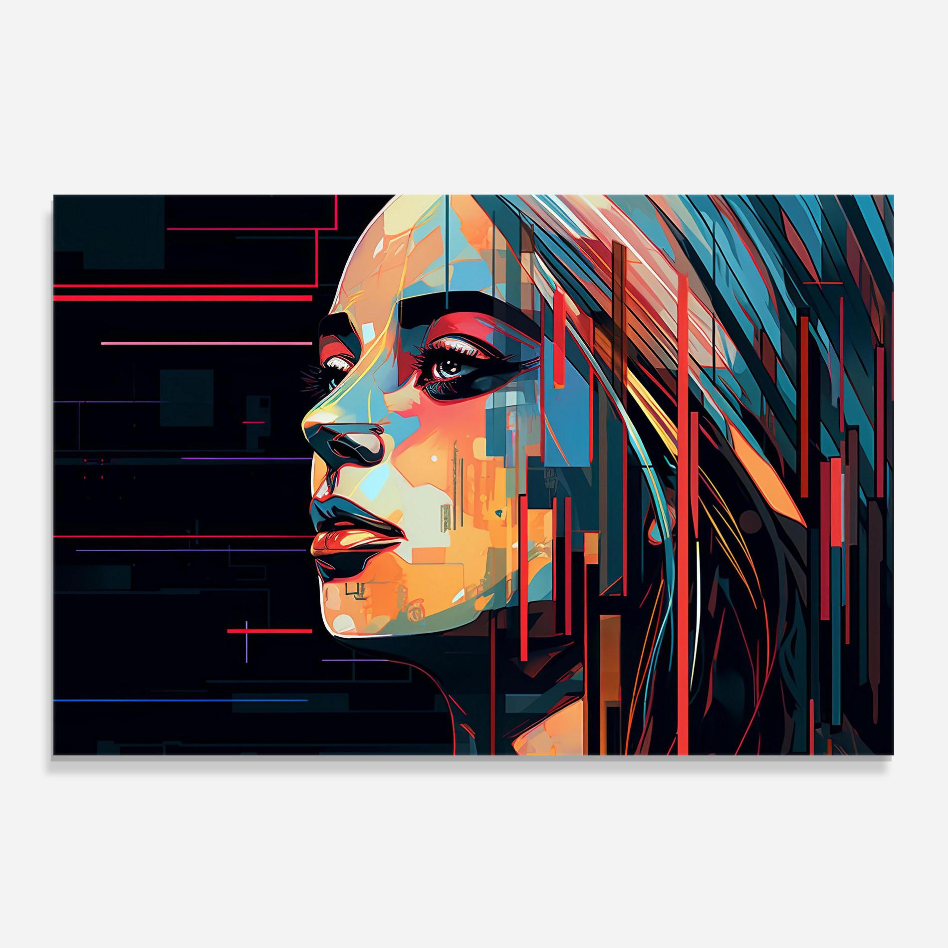 Küchenrückwand Glas Glitchy Dark Portrait mockup 0