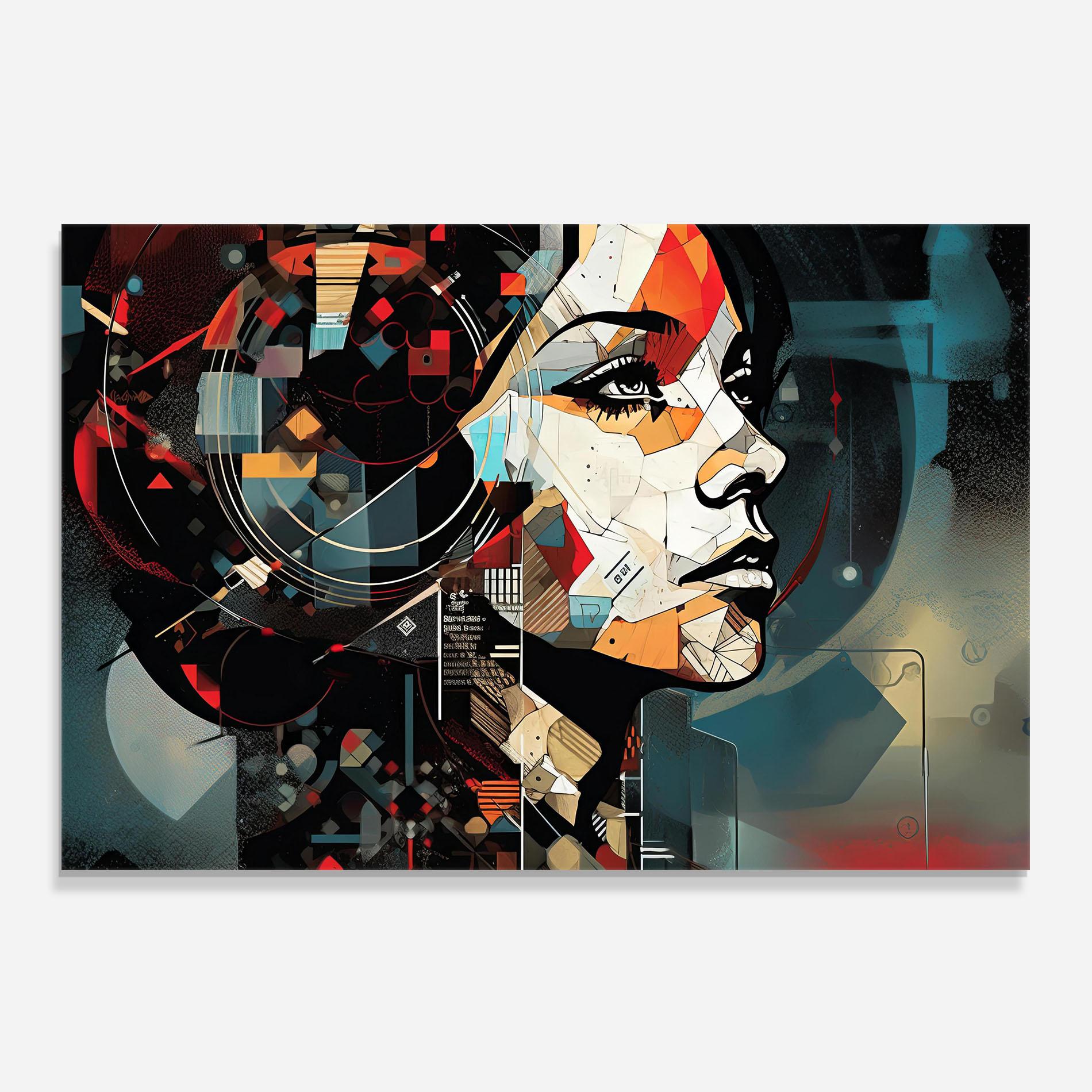 Küchenrückwand Glas Graphical Artwork Woman mockup 0