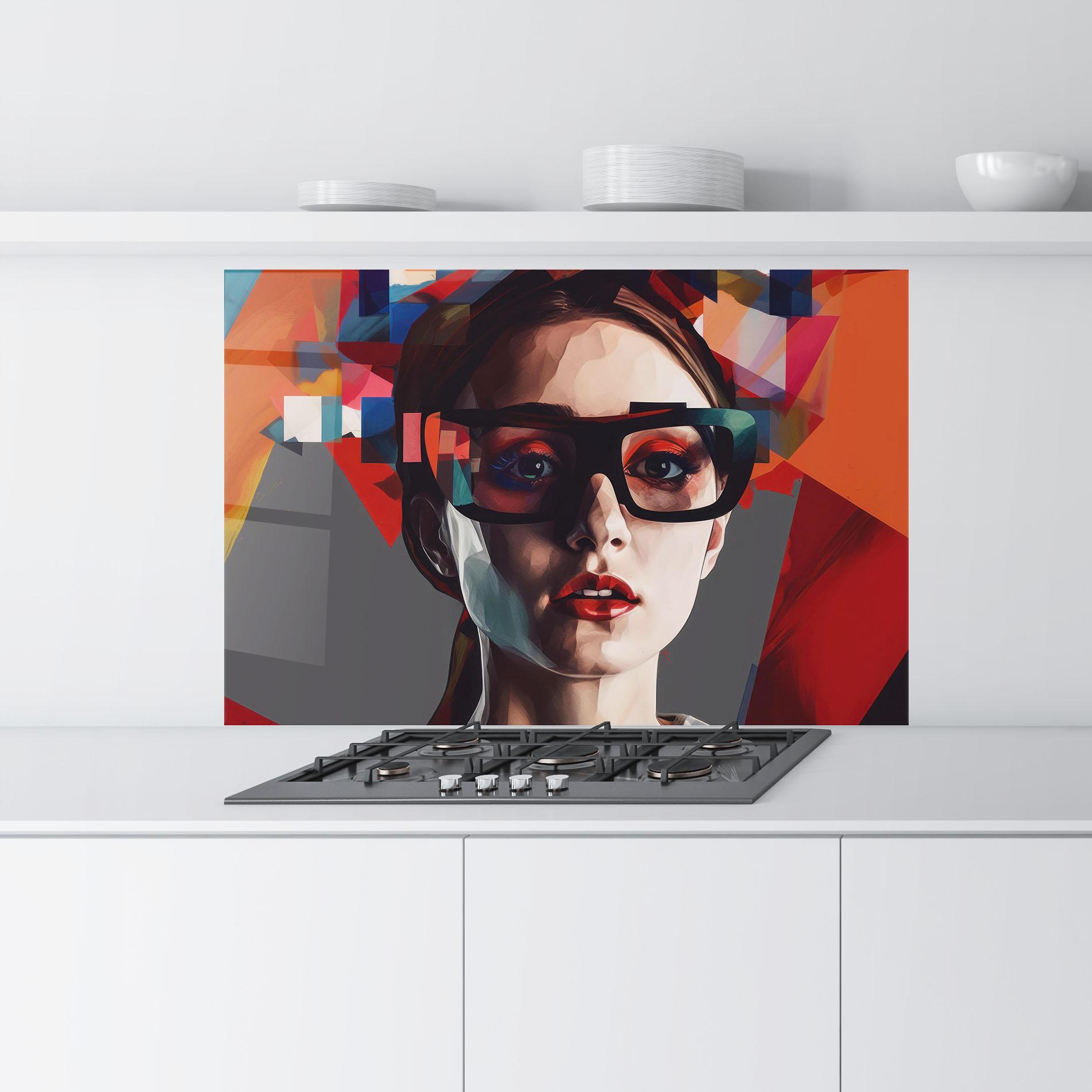 Küchenrückwand Glas Big Black Glasses mockup 9