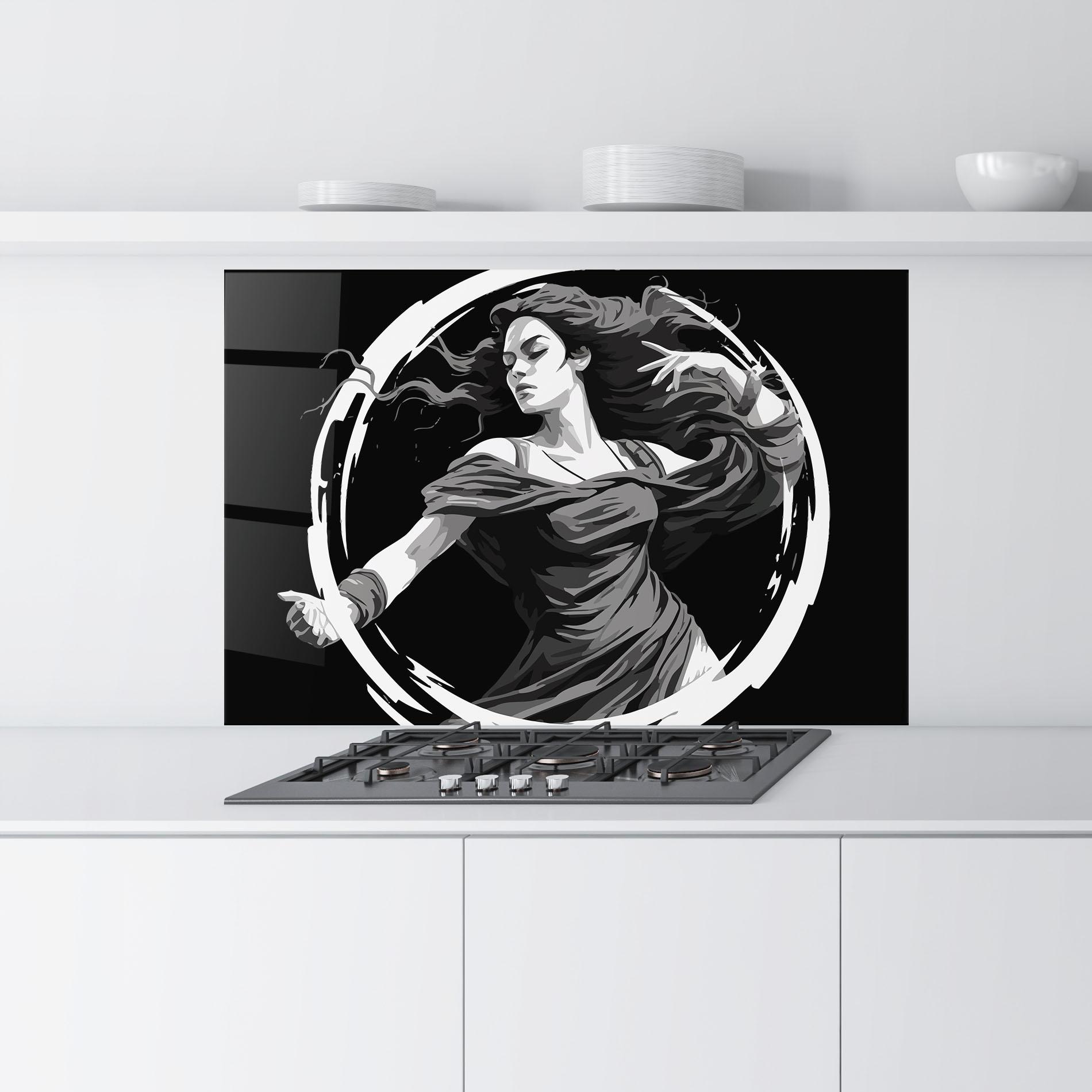 Küchenrückwand Glas Circle Grey Lady mockup 9