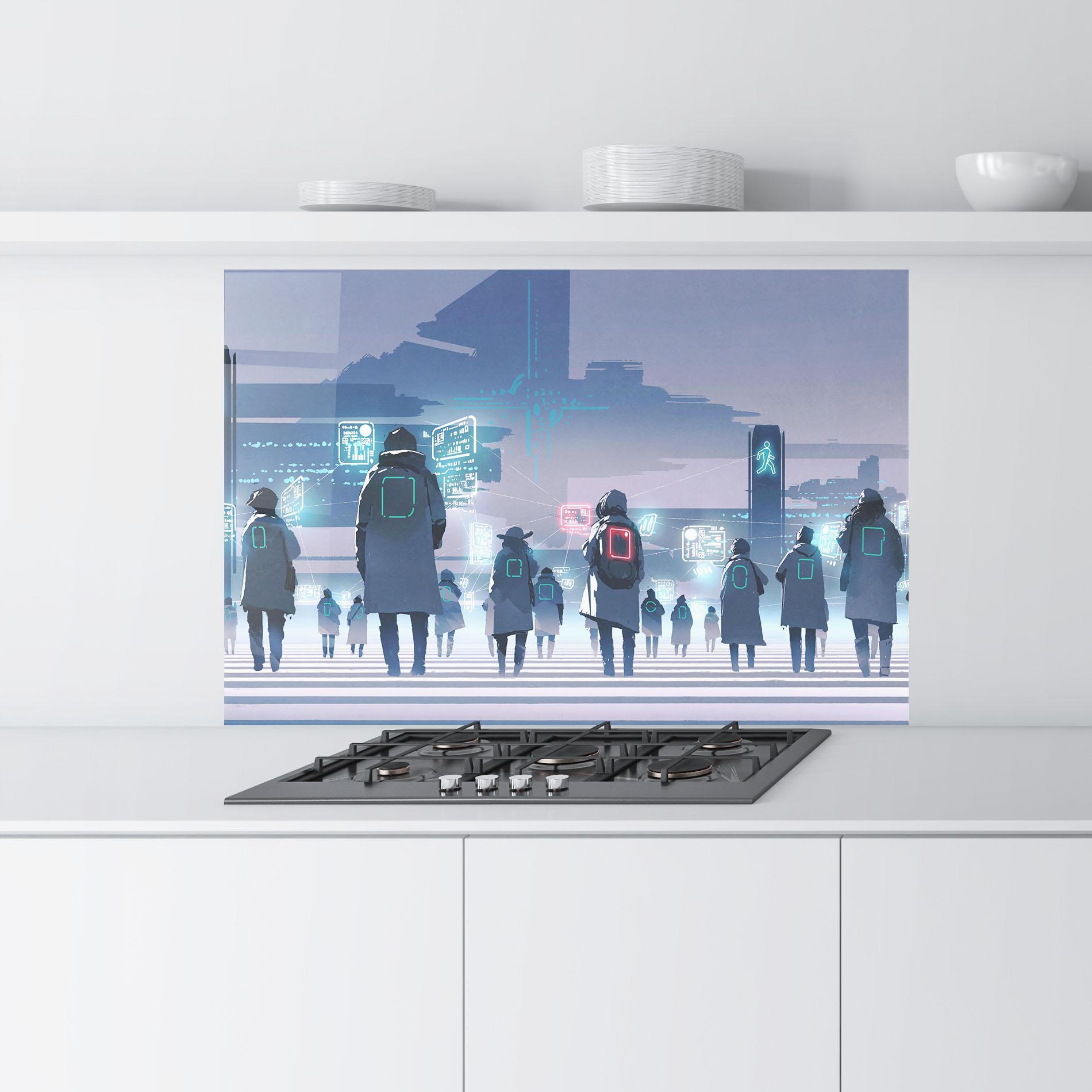 Küchenrückwand Glas Futuristic People mockup 9