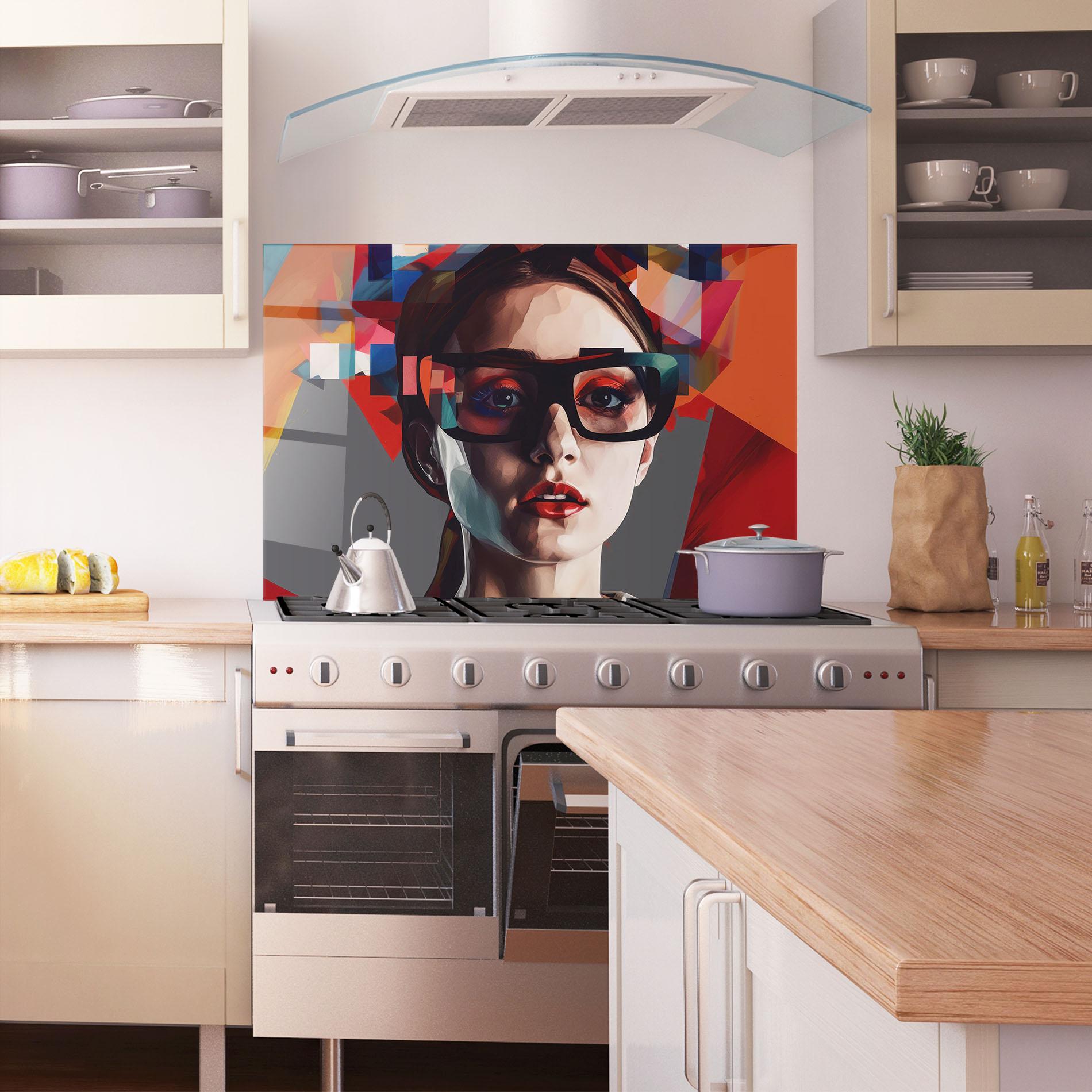 Küchenrückwand Glas Big Black Glasses mockup 1