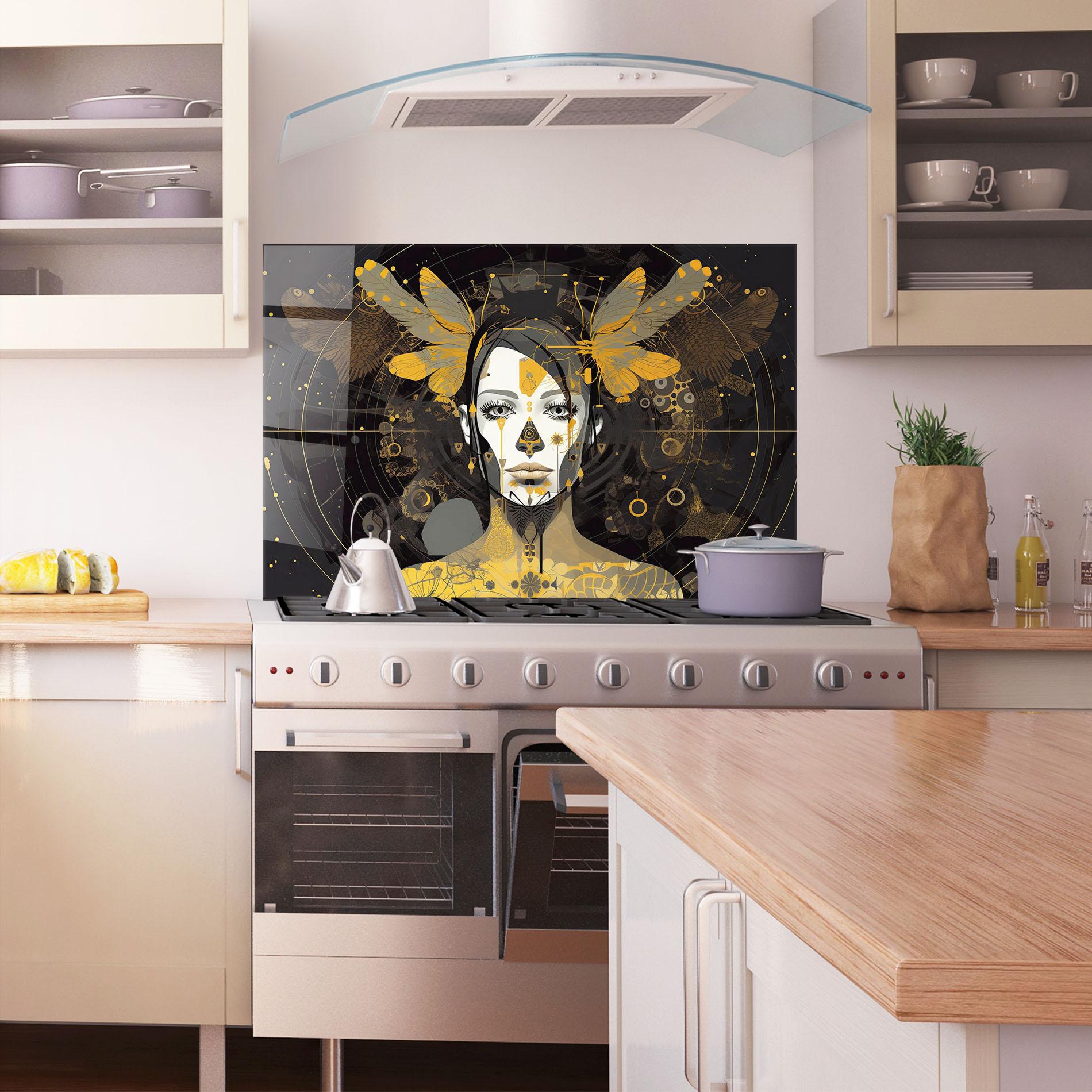 Küchenrückwand Glas Colorful Graphical Artwork mockup 1