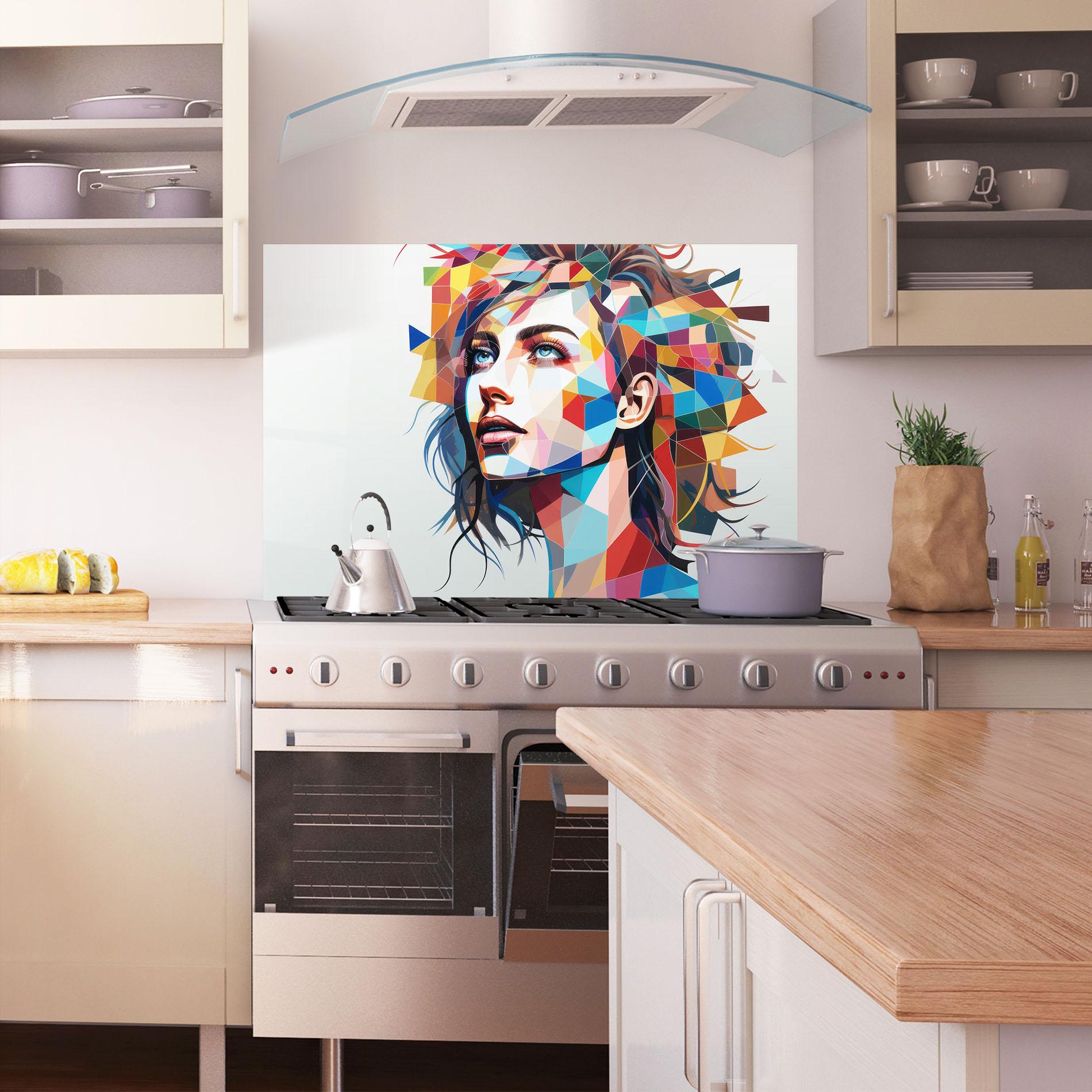 Küchenrückwand Glas Geometric Shapes Hair mockup 1