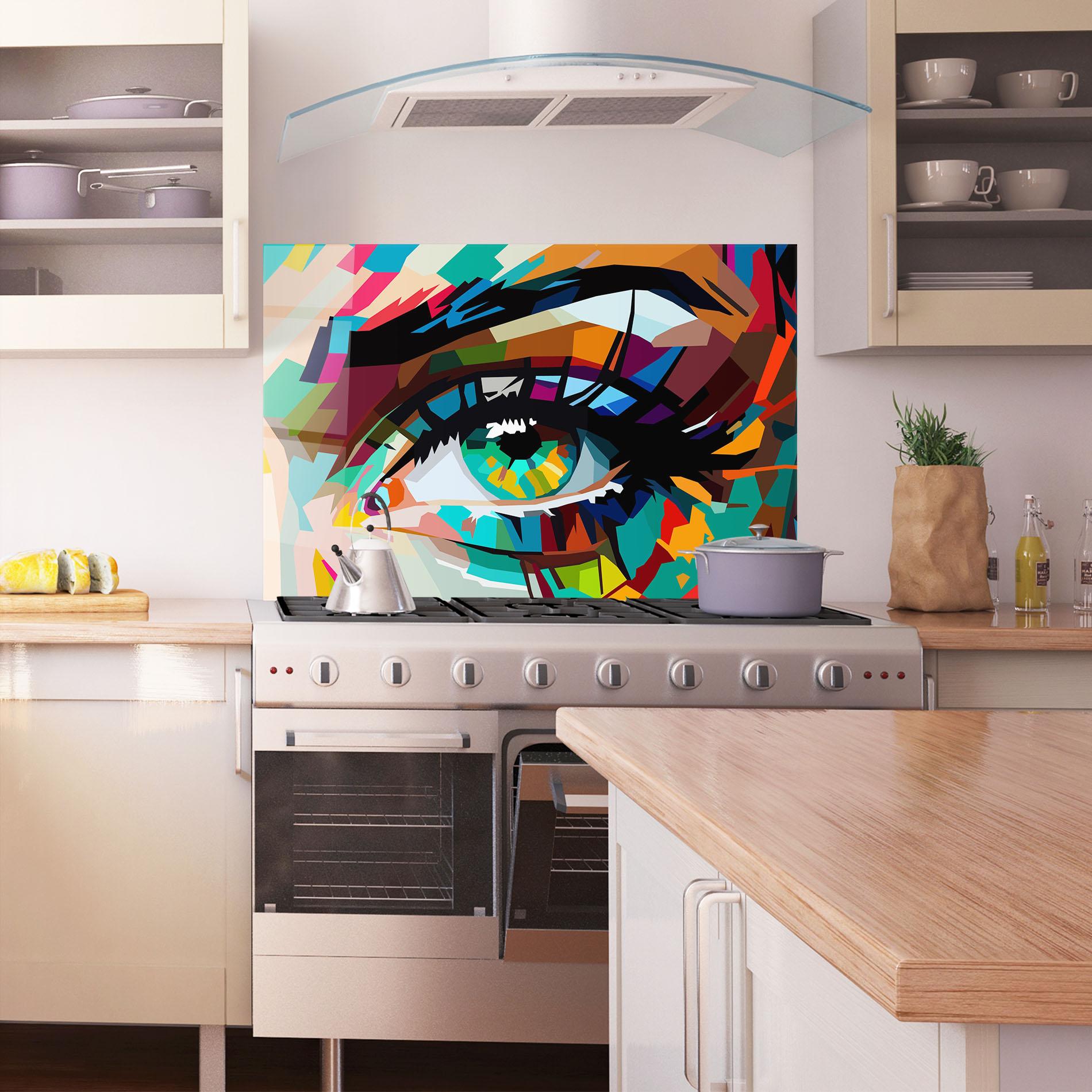 Küchenrückwand Glas Green Art Eye mockup 1