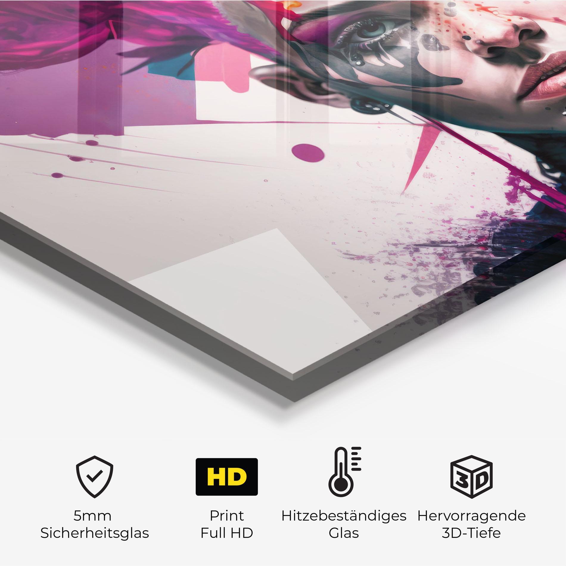 Küchenrückwand Glas Abstract Pink Hair mockup 2