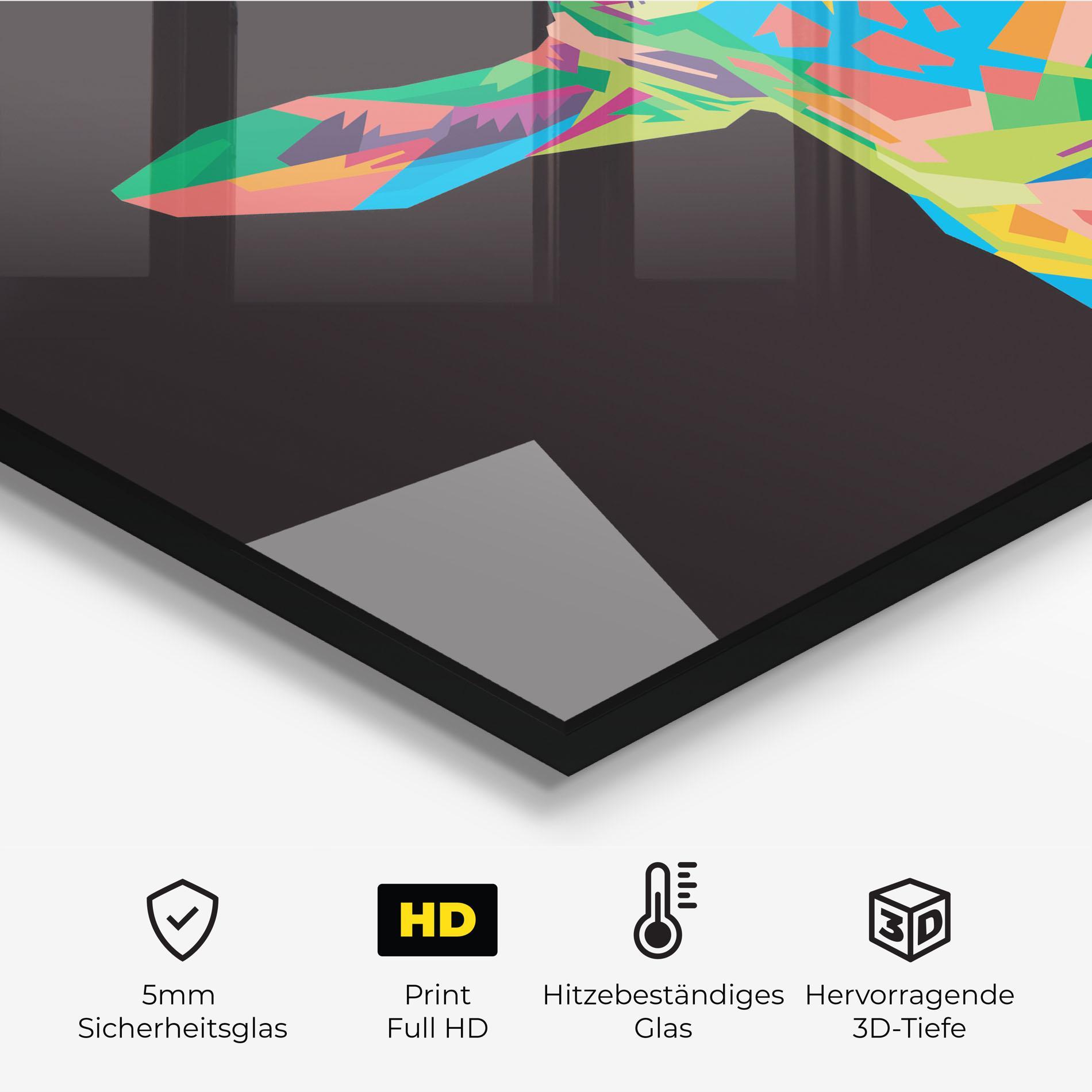 Küchenrückwand Glas Colorful Art Giraffe mockup 2