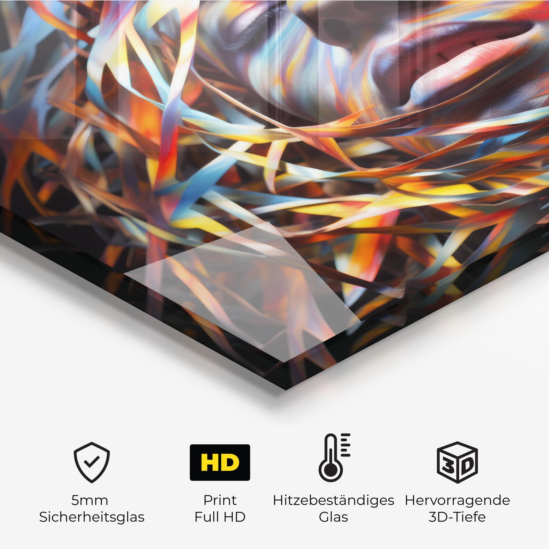 Küchenrückwand Glas Colorful Ribbons Hair mockup 2