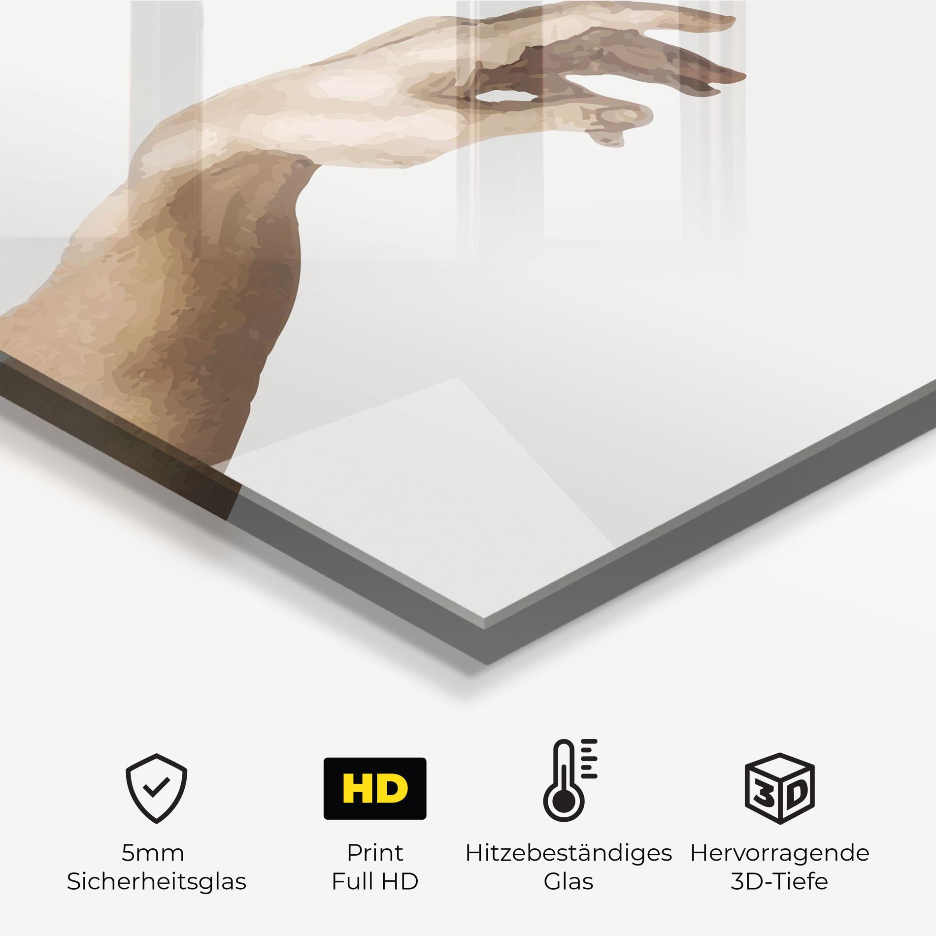 Küchenrückwand Glas Cream Hands Art mockup 2