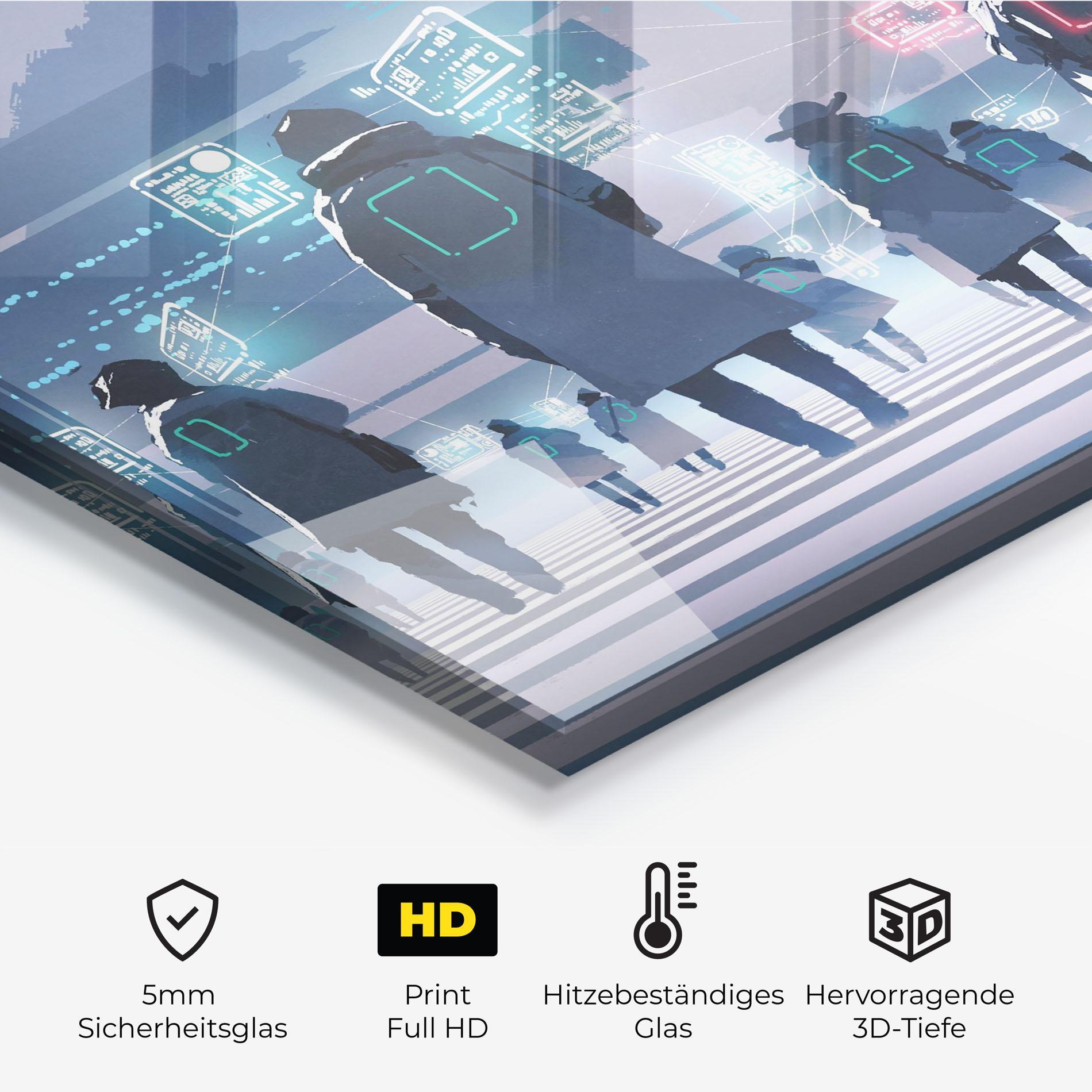 Küchenrückwand Glas Futuristic People mockup 2