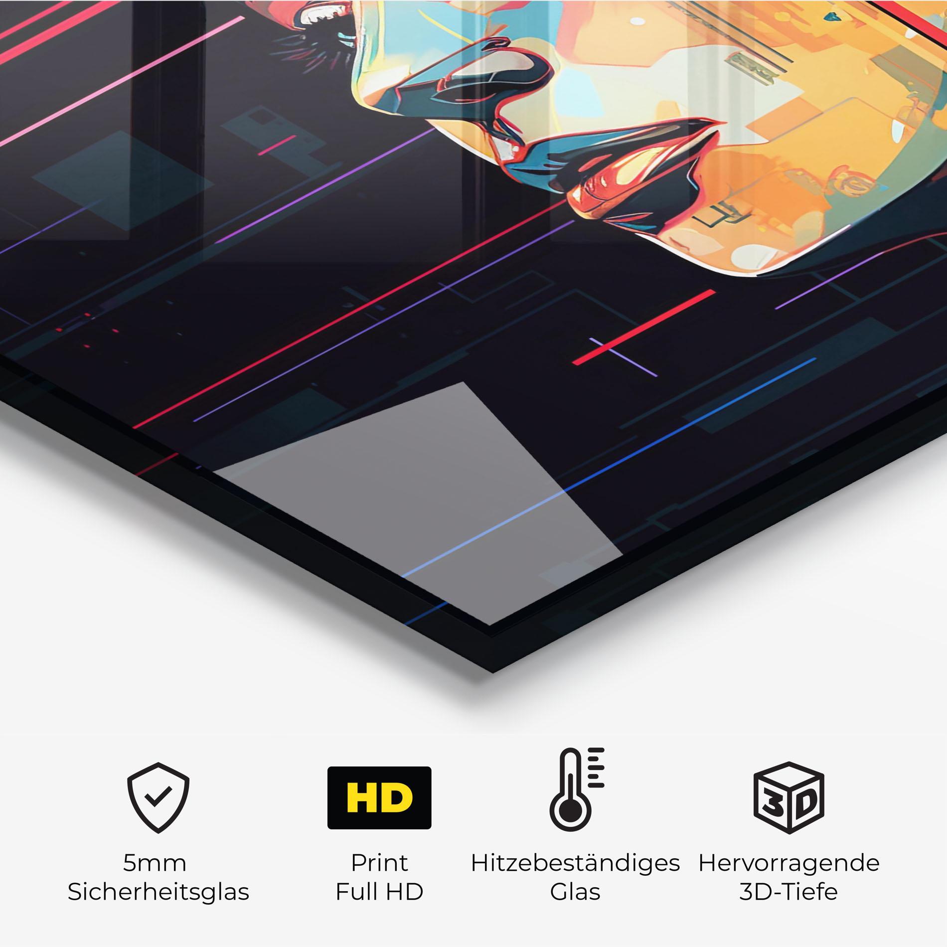 Küchenrückwand Glas Glitchy Dark Portrait mockup 2