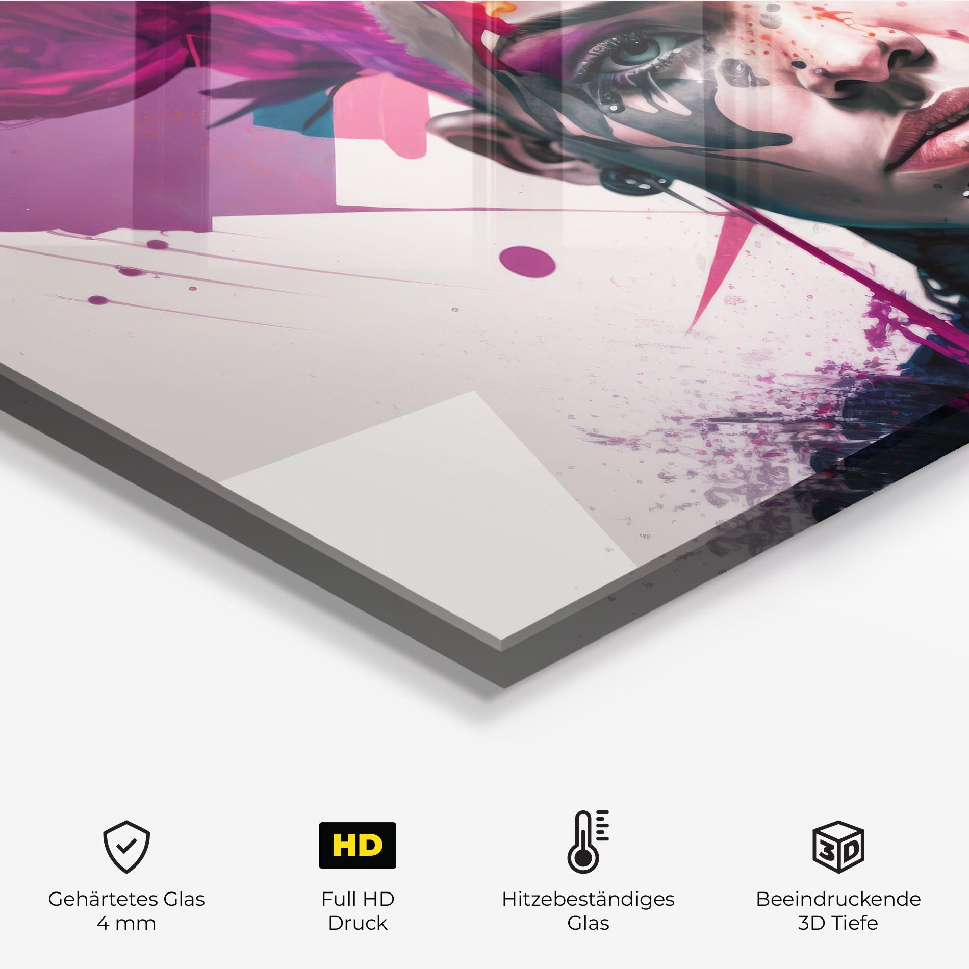 Küchenrückwand Glas Abstract Pink Hair mockup 2