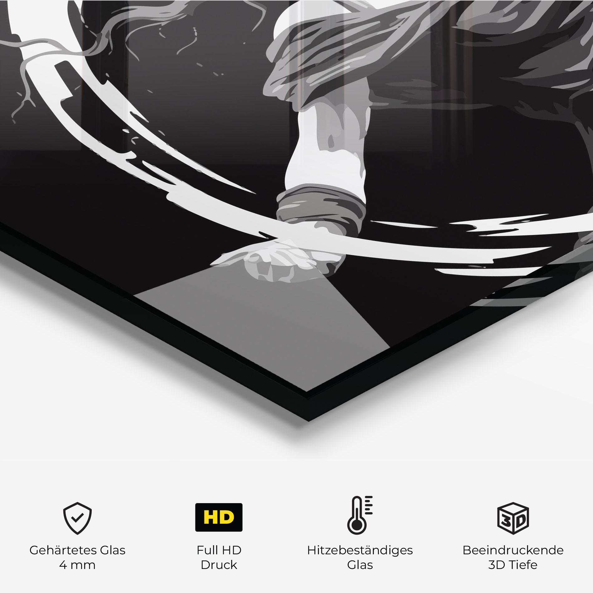 Küchenrückwand Glas Circle Grey Lady mockup 2