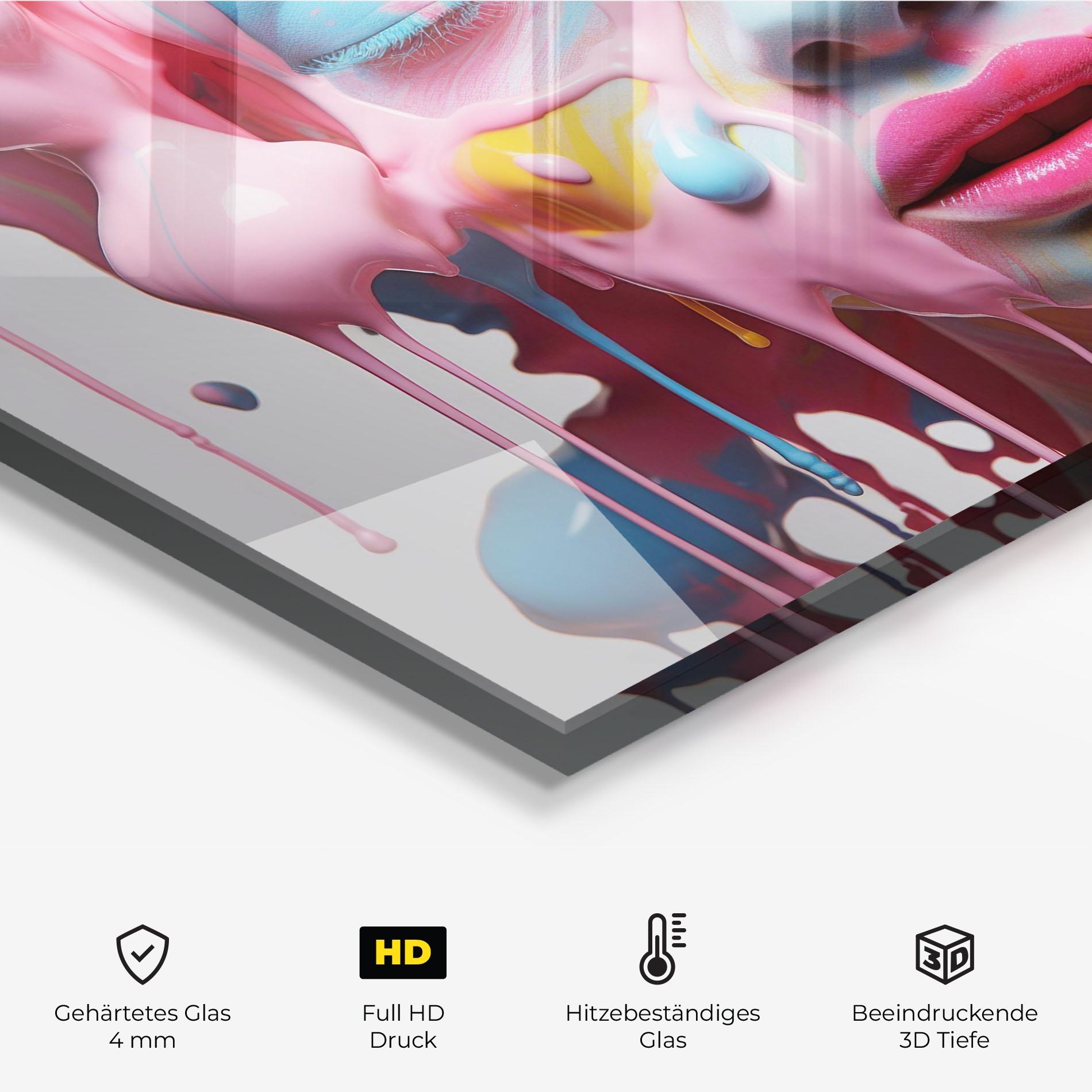 Küchenrückwand Glas Colorful Face Paint mockup 2