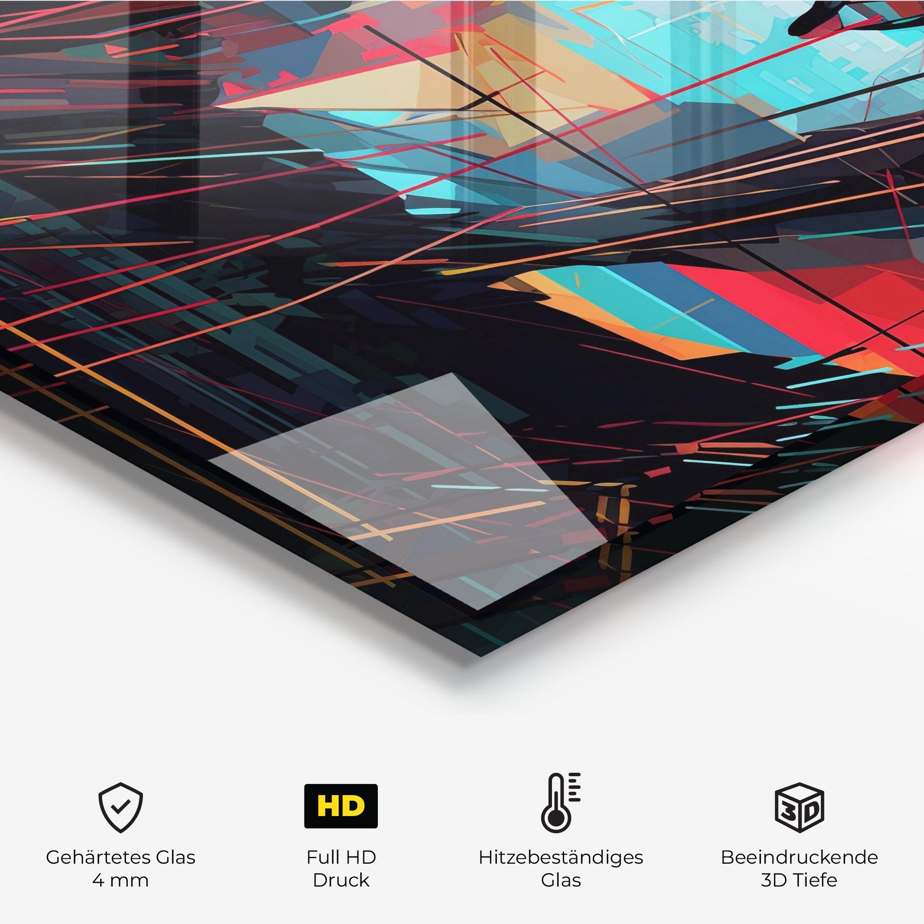 Küchenrückwand Glas Colorful Glitchy Woman mockup 2