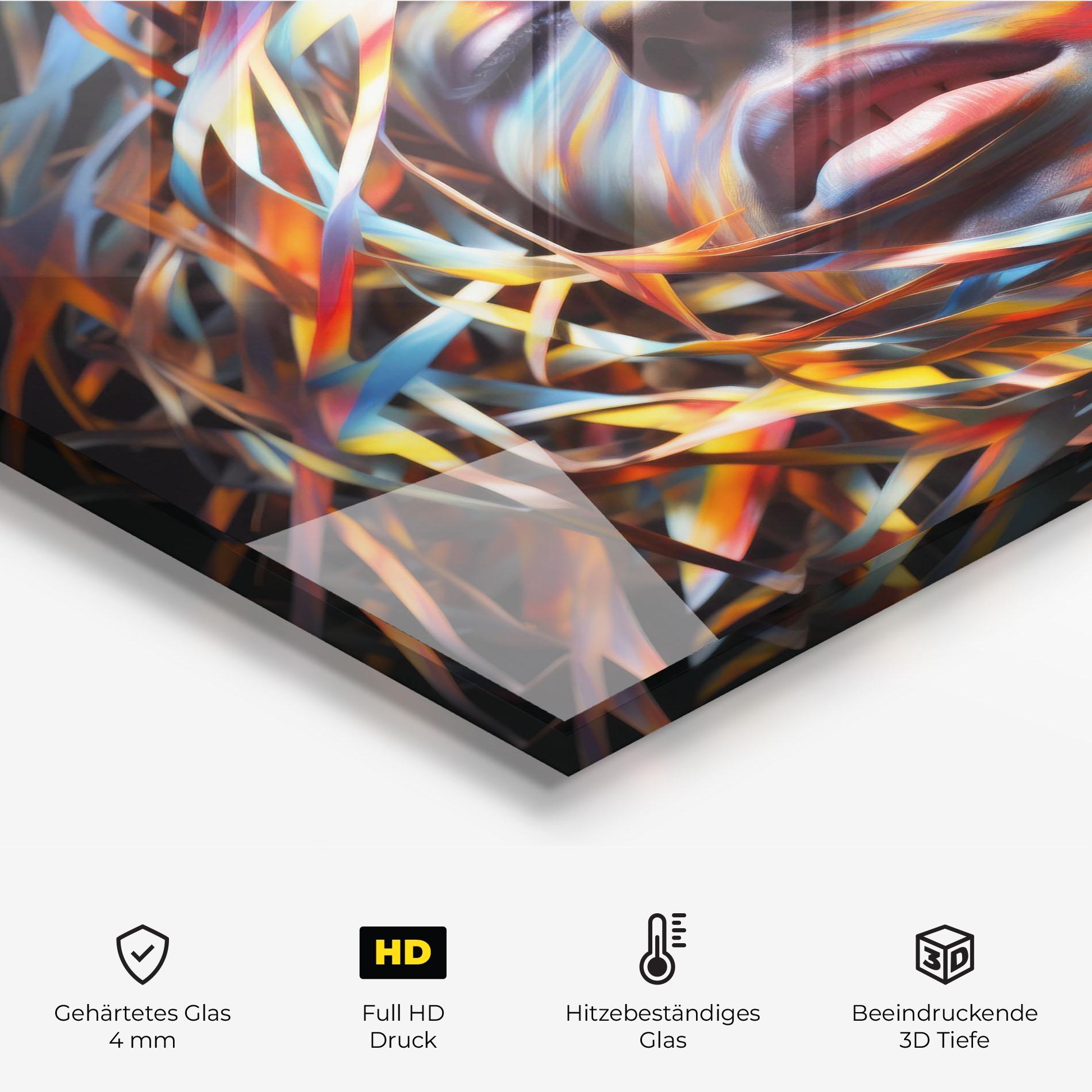 Küchenrückwand Glas Colorful Ribbons Hair mockup 2