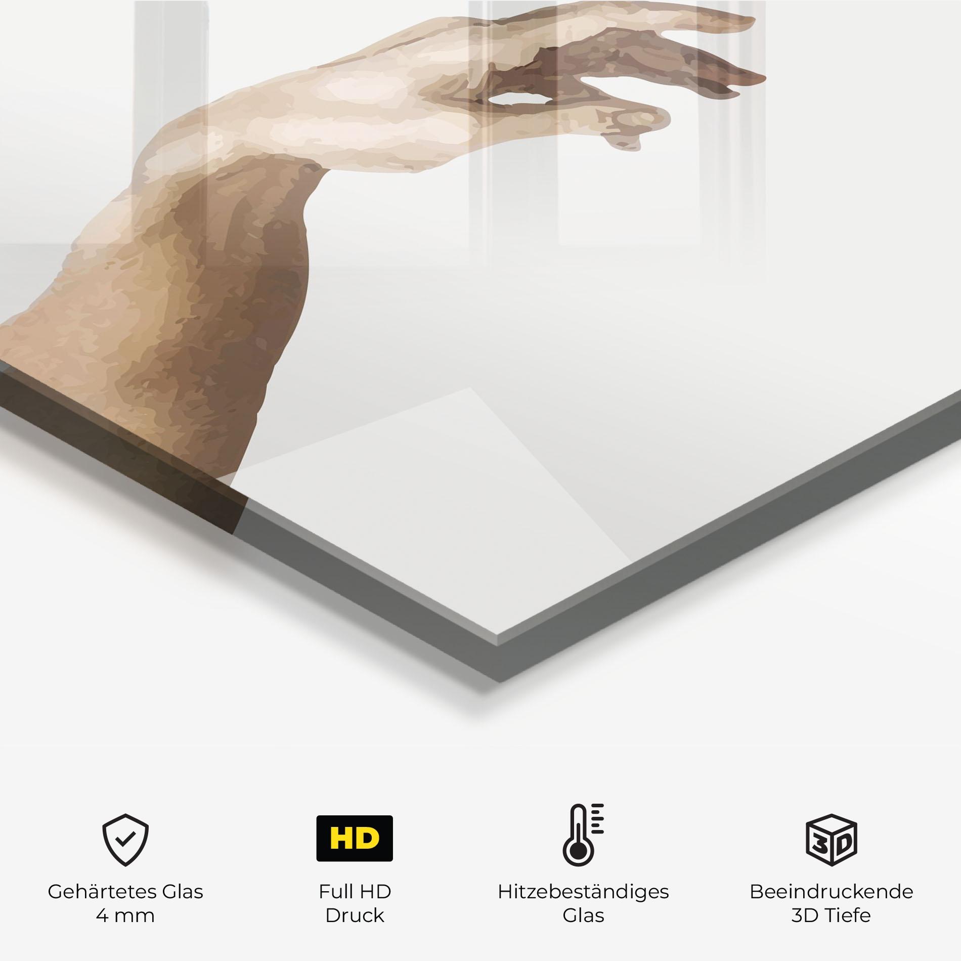 Küchenrückwand Glas Cream Hands Art mockup 2