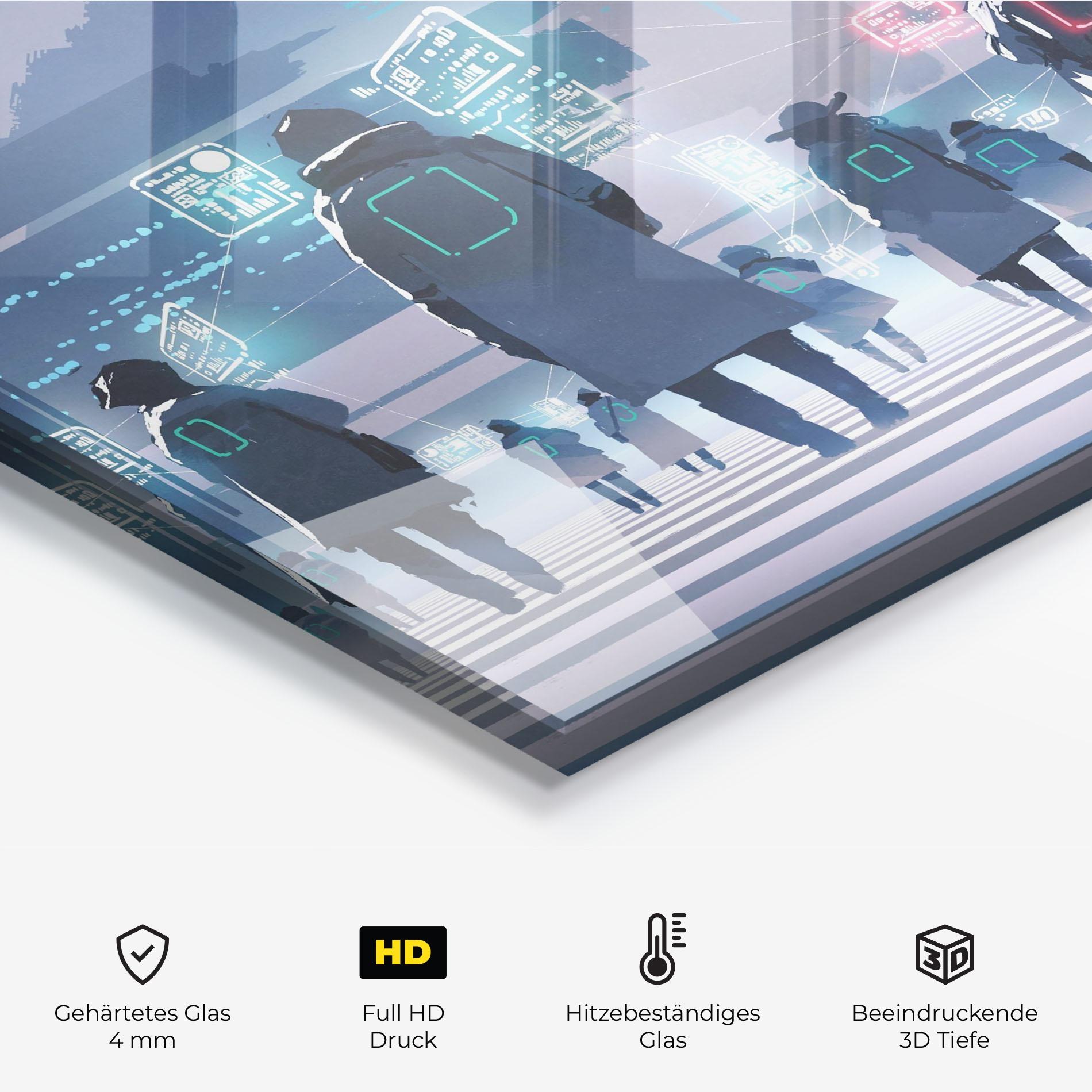 Küchenrückwand Glas Futuristic People mockup 2