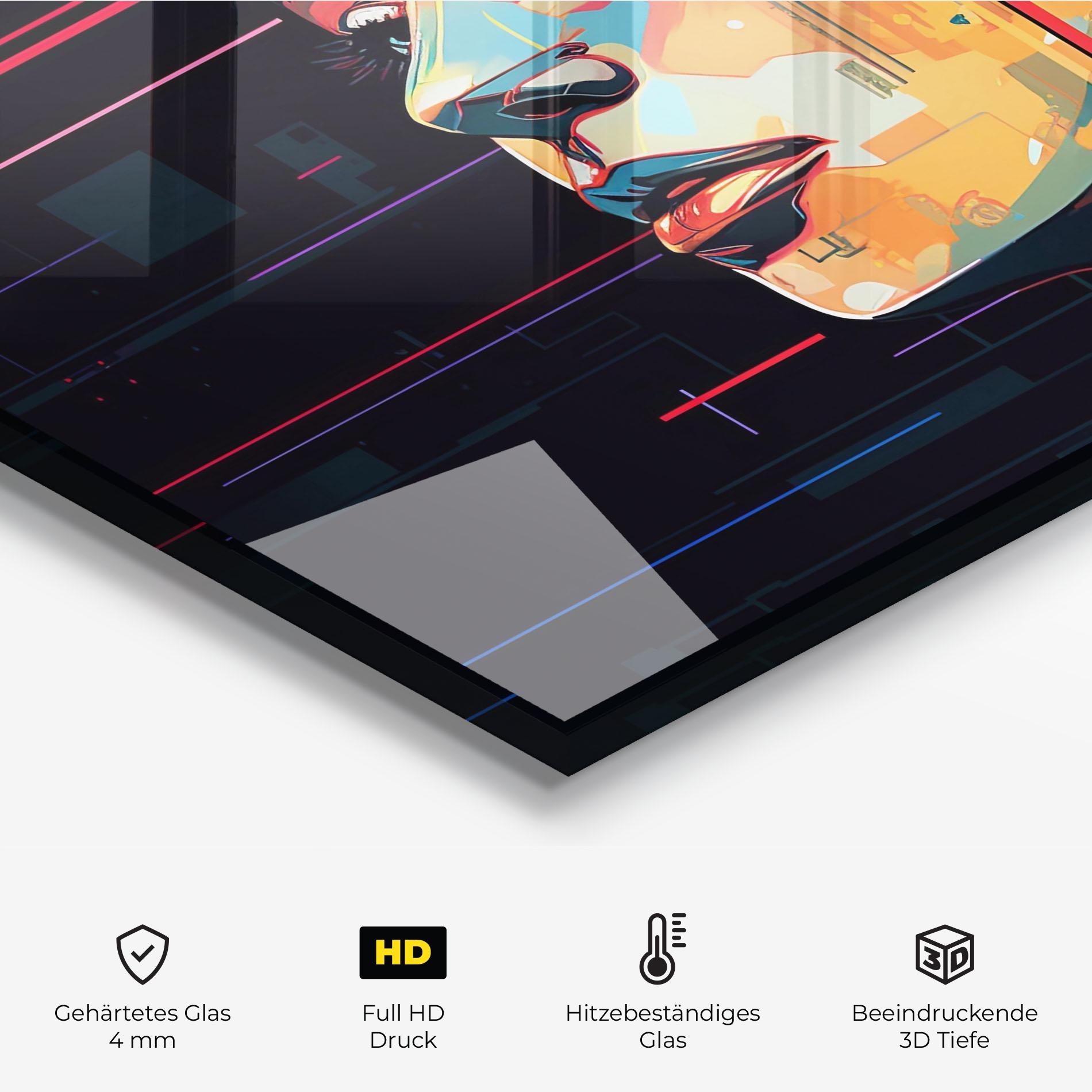 Küchenrückwand Glas Glitchy Dark Portrait mockup 2