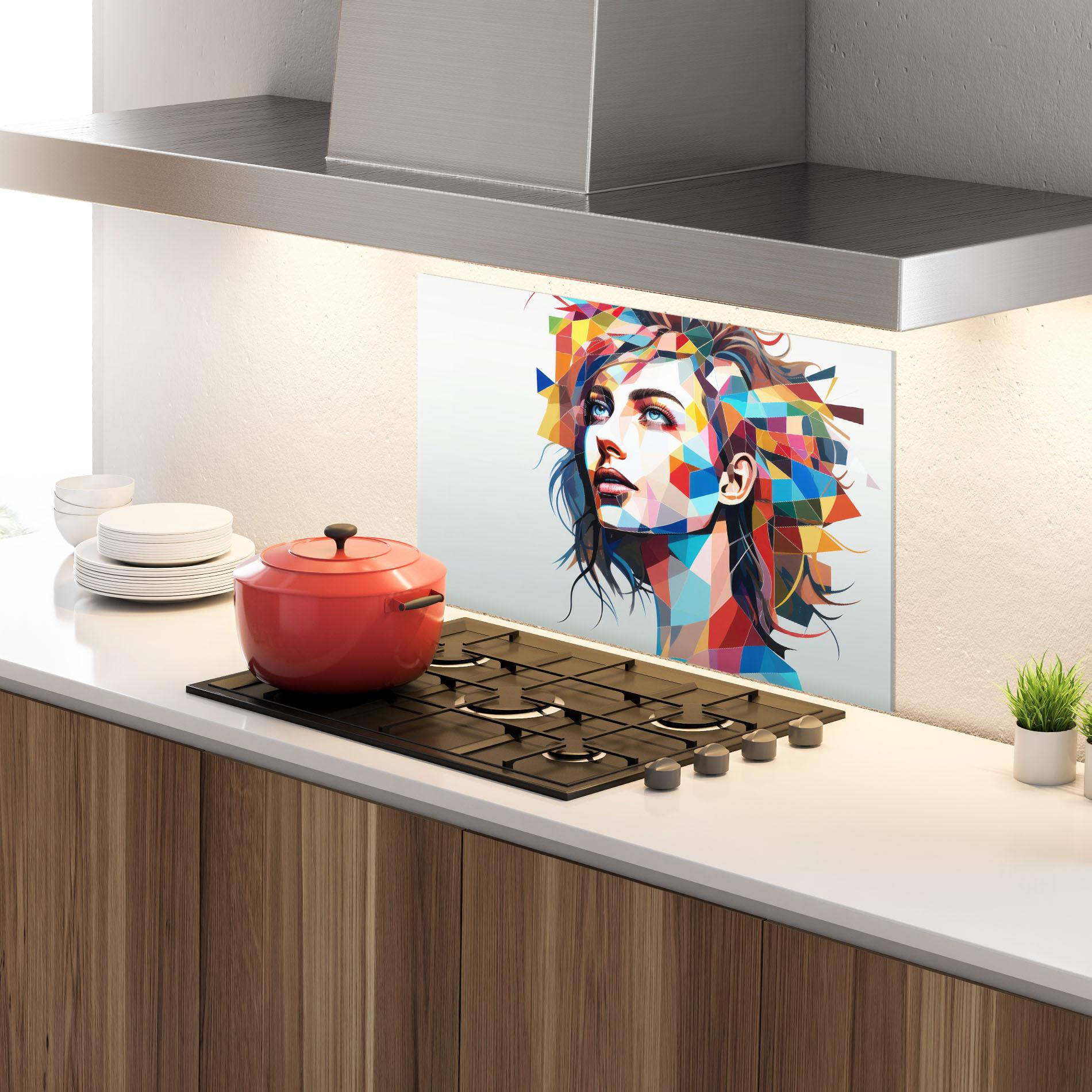Küchenrückwand Glas Geometric Shapes Hair mockup 4