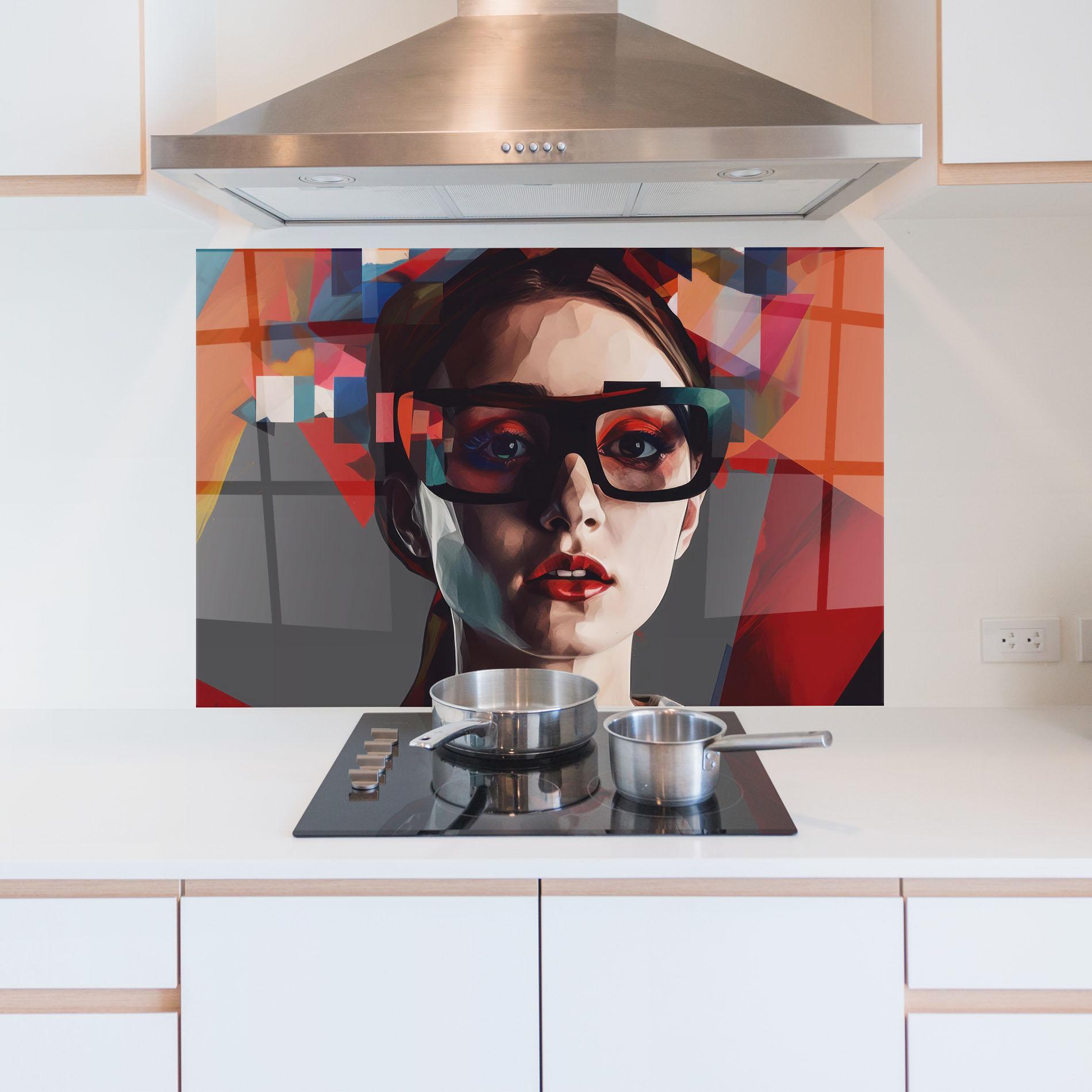 Küchenrückwand Glas Big Black Glasses mockup 5