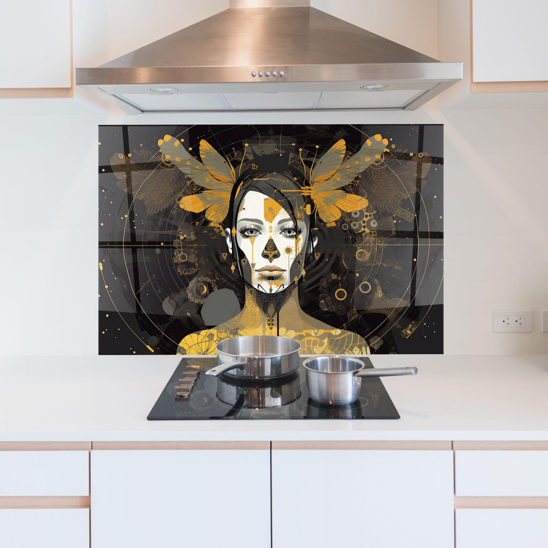 Küchenrückwand Glas Colorful Graphical Artwork mockup 5