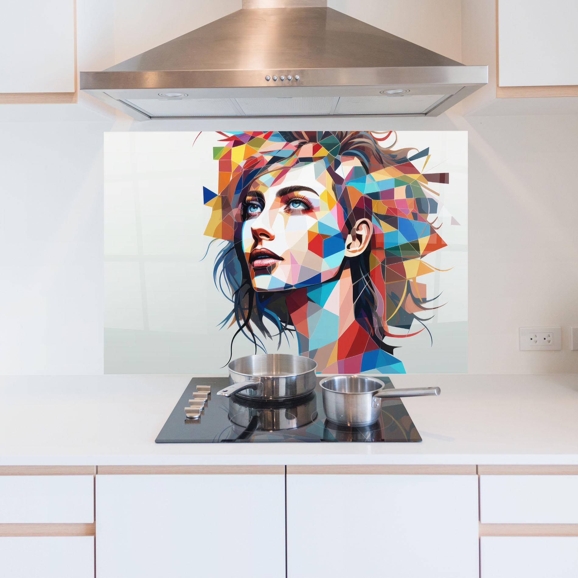Küchenrückwand Glas Geometric Shapes Hair mockup 5