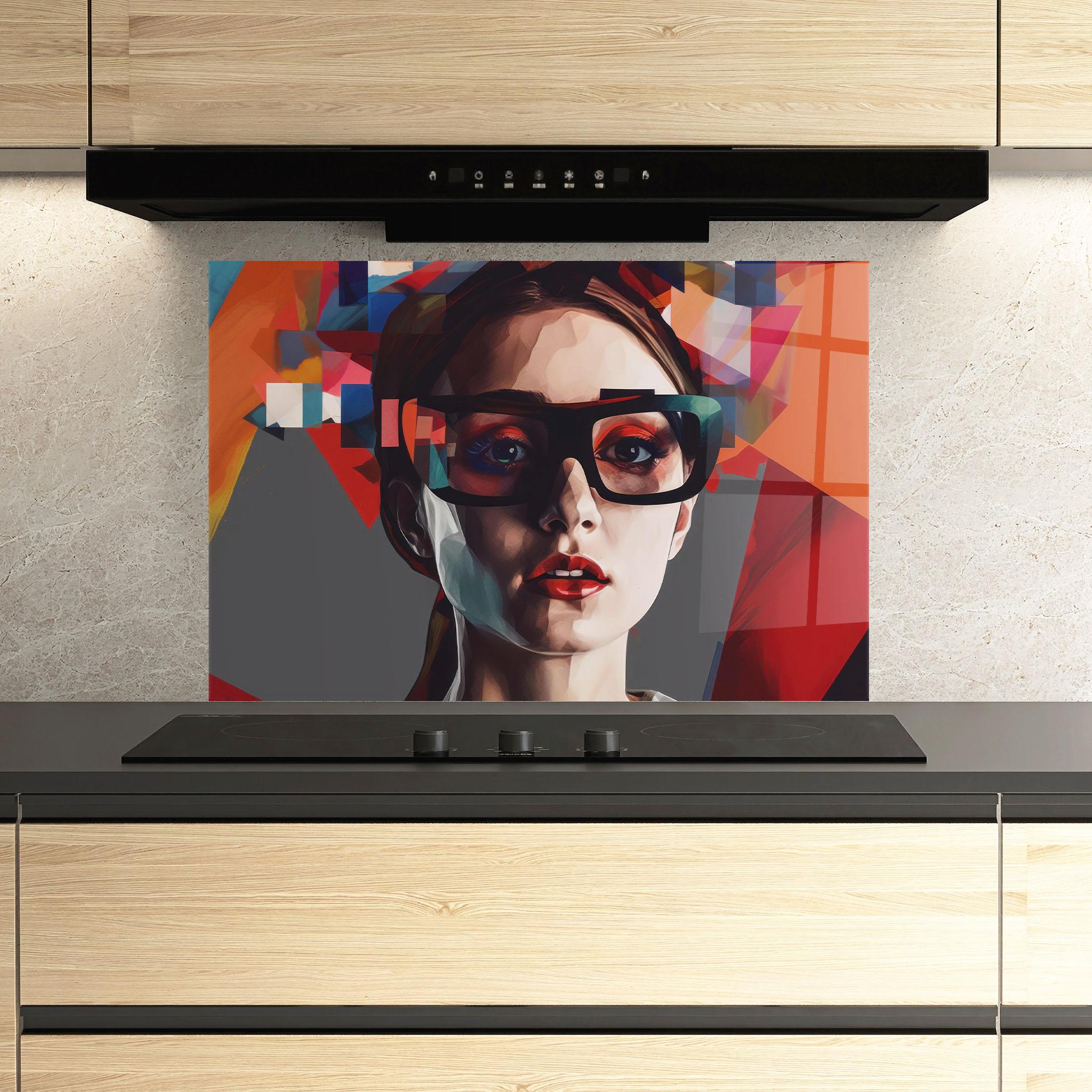 Küchenrückwand Glas Big Black Glasses mockup 3