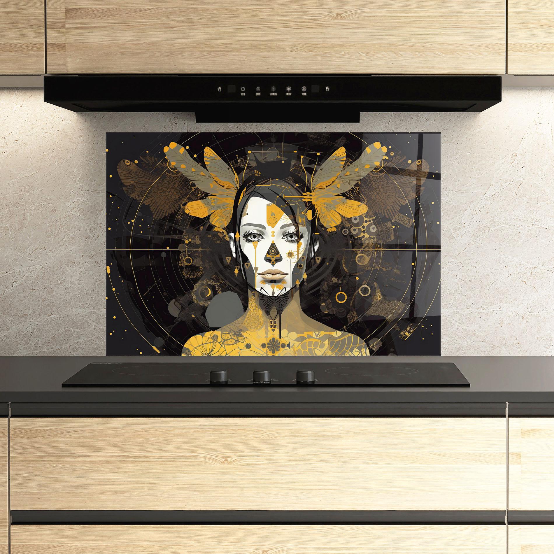 Küchenrückwand Glas Colorful Graphical Artwork mockup 3