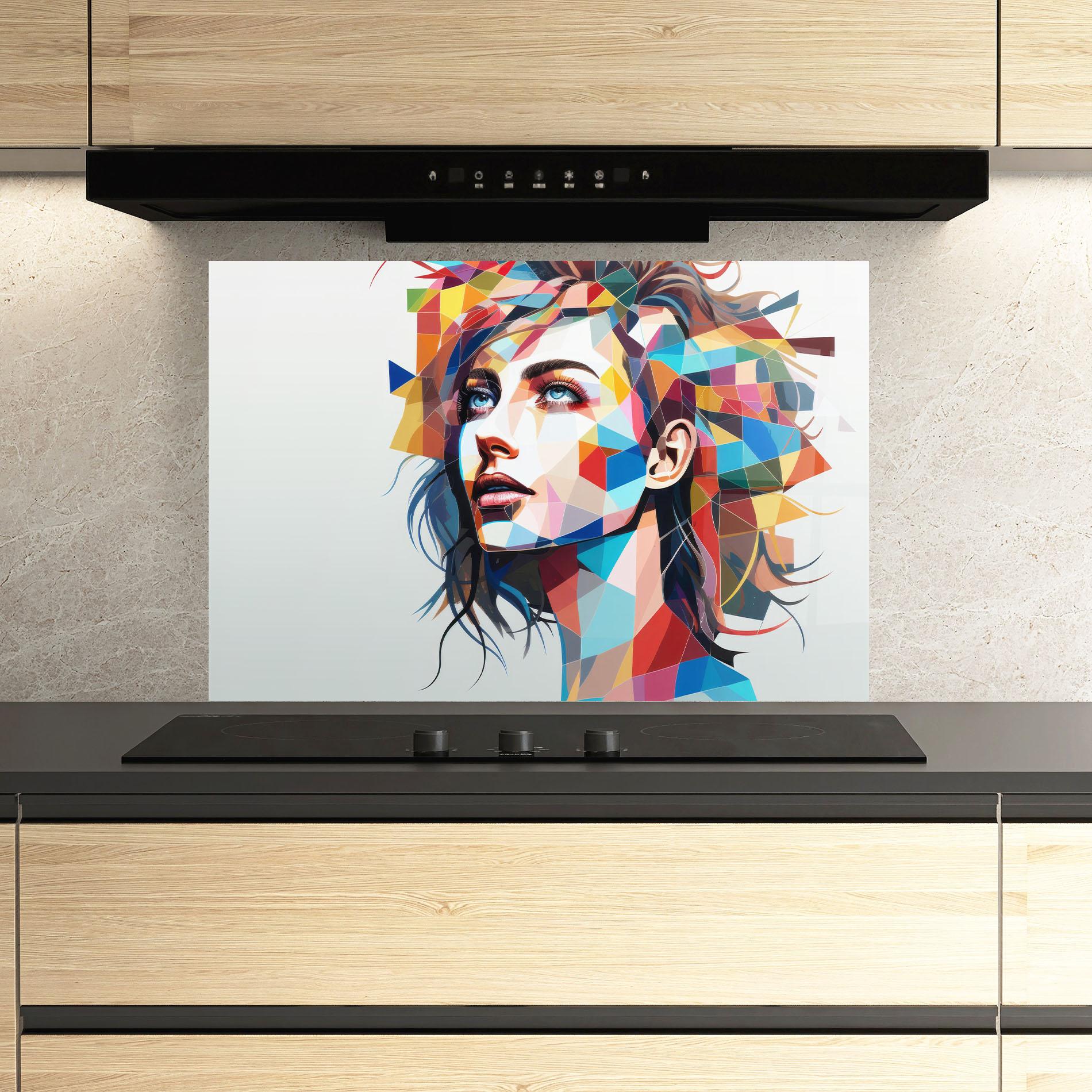 Küchenrückwand Glas Geometric Shapes Hair mockup 3