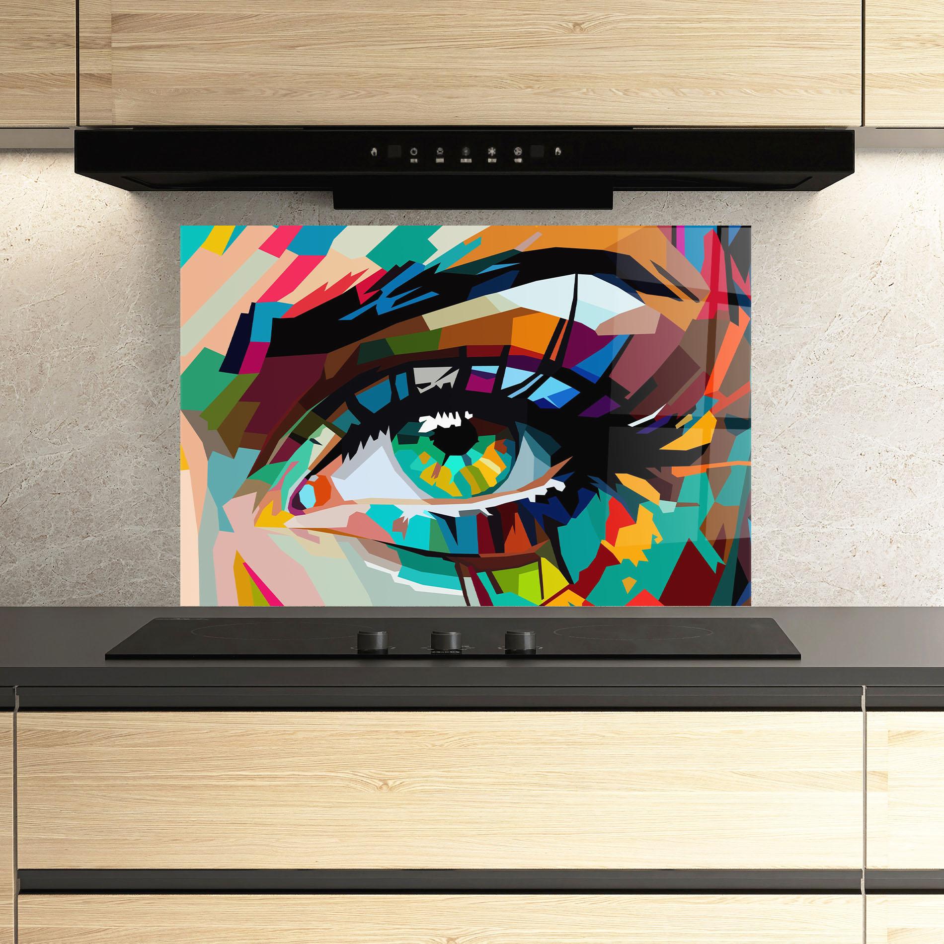 Küchenrückwand Glas Green Art Eye mockup 3