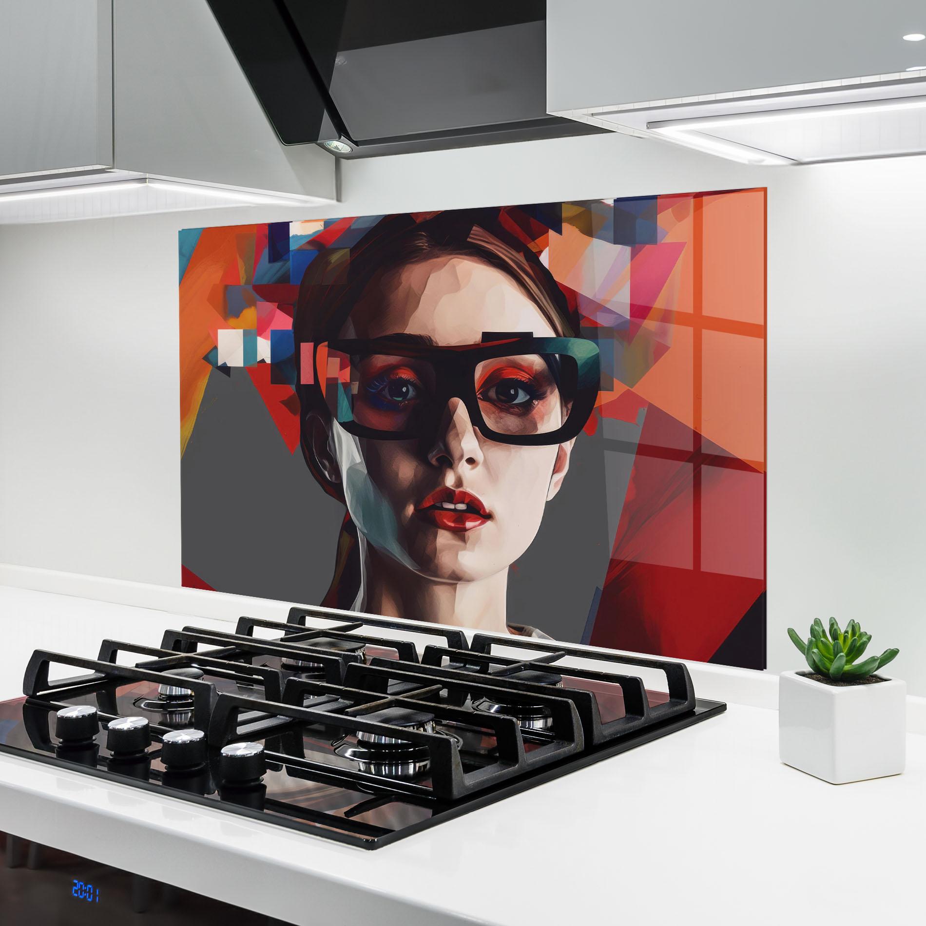 Küchenrückwand Glas Big Black Glasses mockup 6