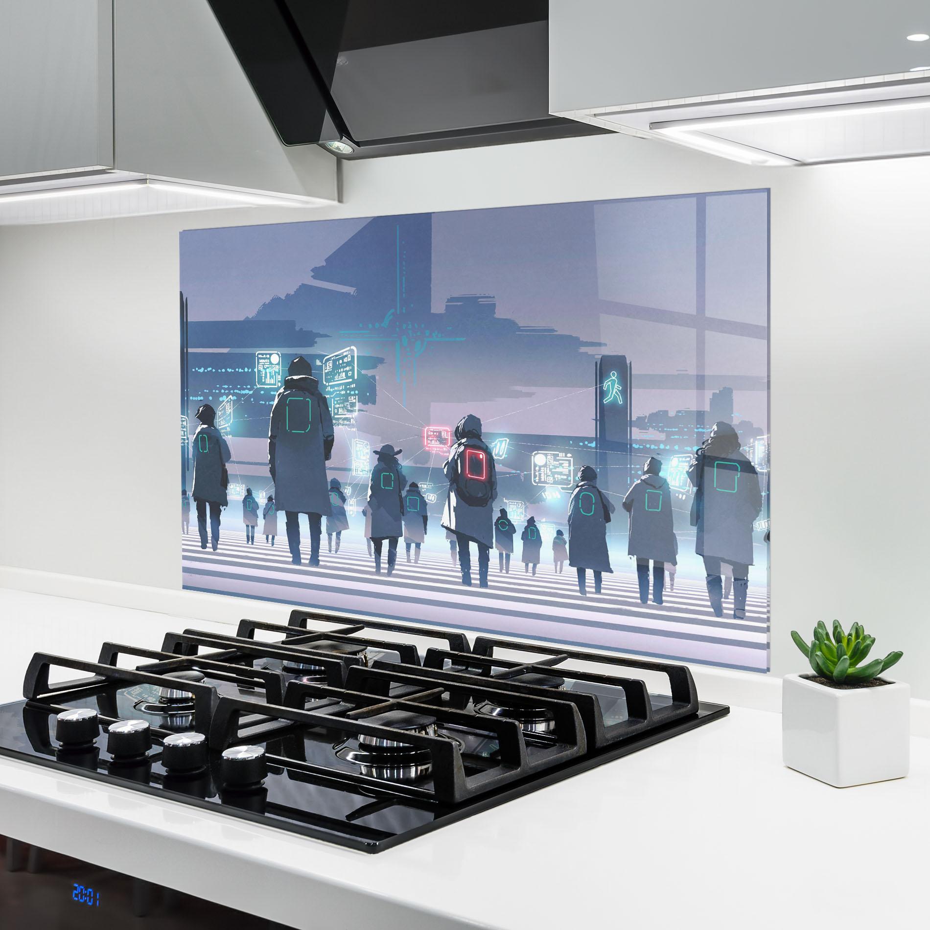 Küchenrückwand Glas Futuristic People mockup 6