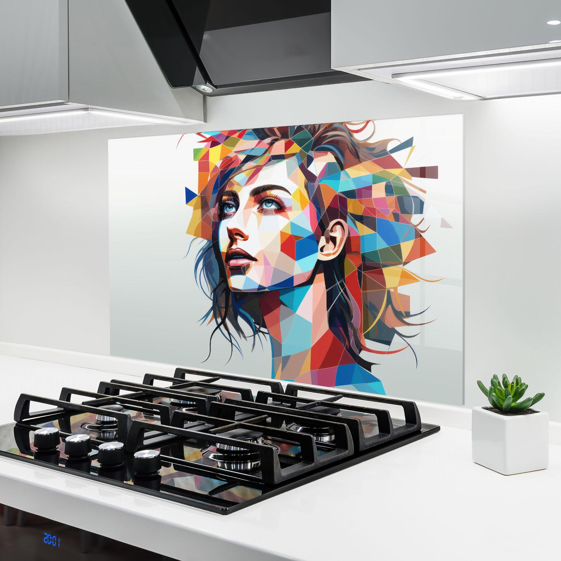 Küchenrückwand Glas Geometric Shapes Hair mockup 6