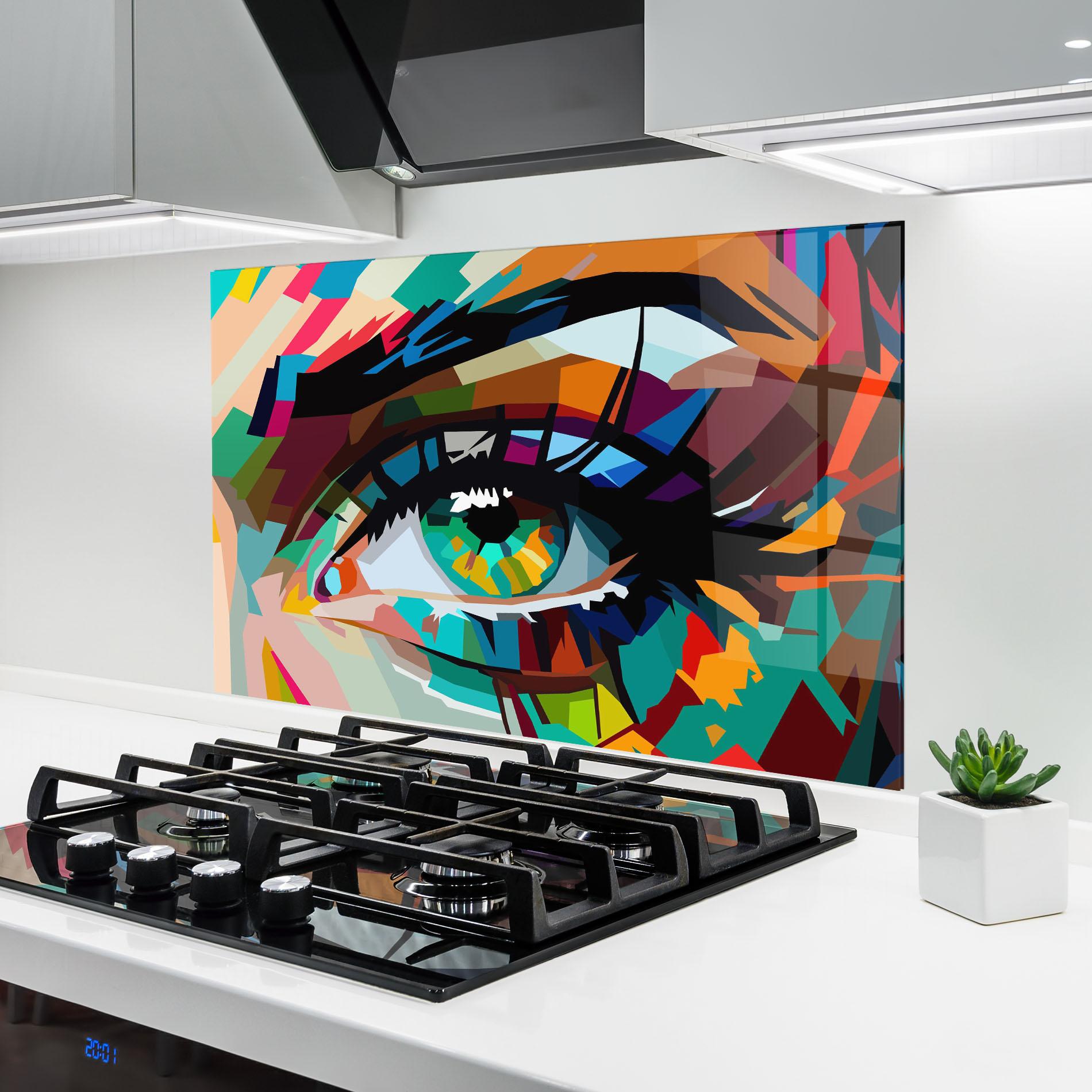 Küchenrückwand Glas Green Art Eye mockup 6